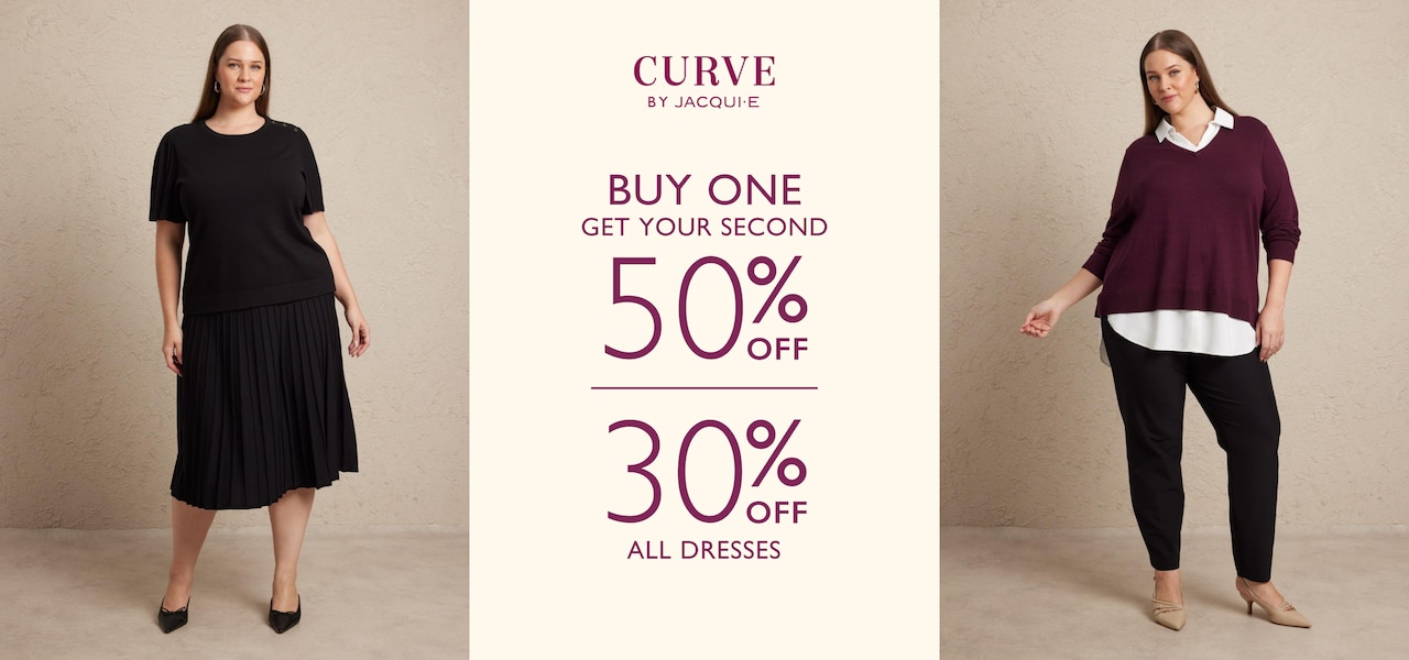 Curve by Jacqui E. Buy One Get Your Second 50% Off. 30% Off All Dresses