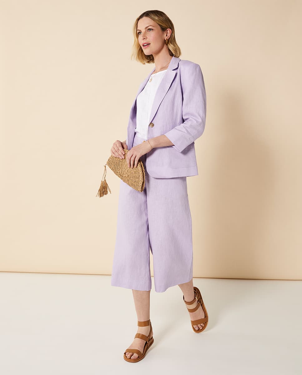 Lilac Colour Patch Pocket Blazer and Culottes