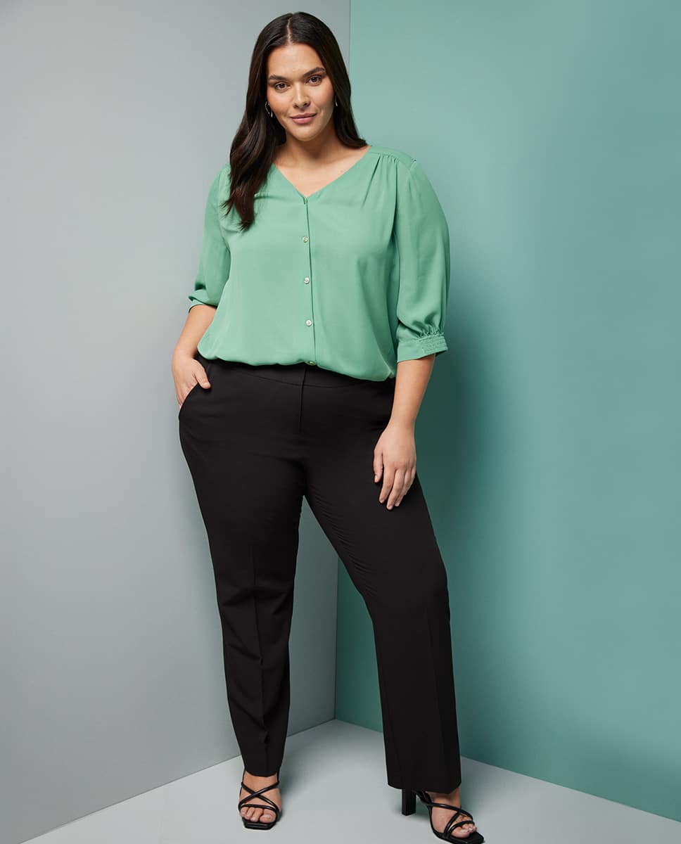 Plus Size Elbow Sleeve Blouse