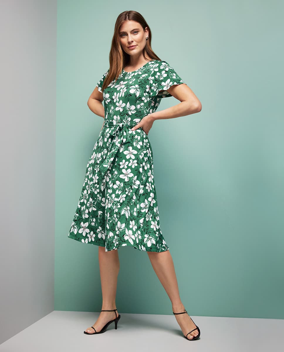 Green Floral Midi Dress