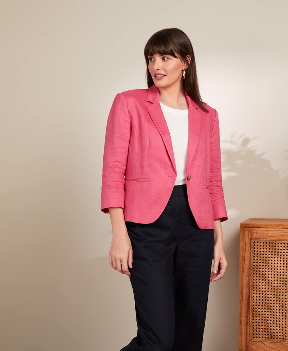 Pink Linen Blazer