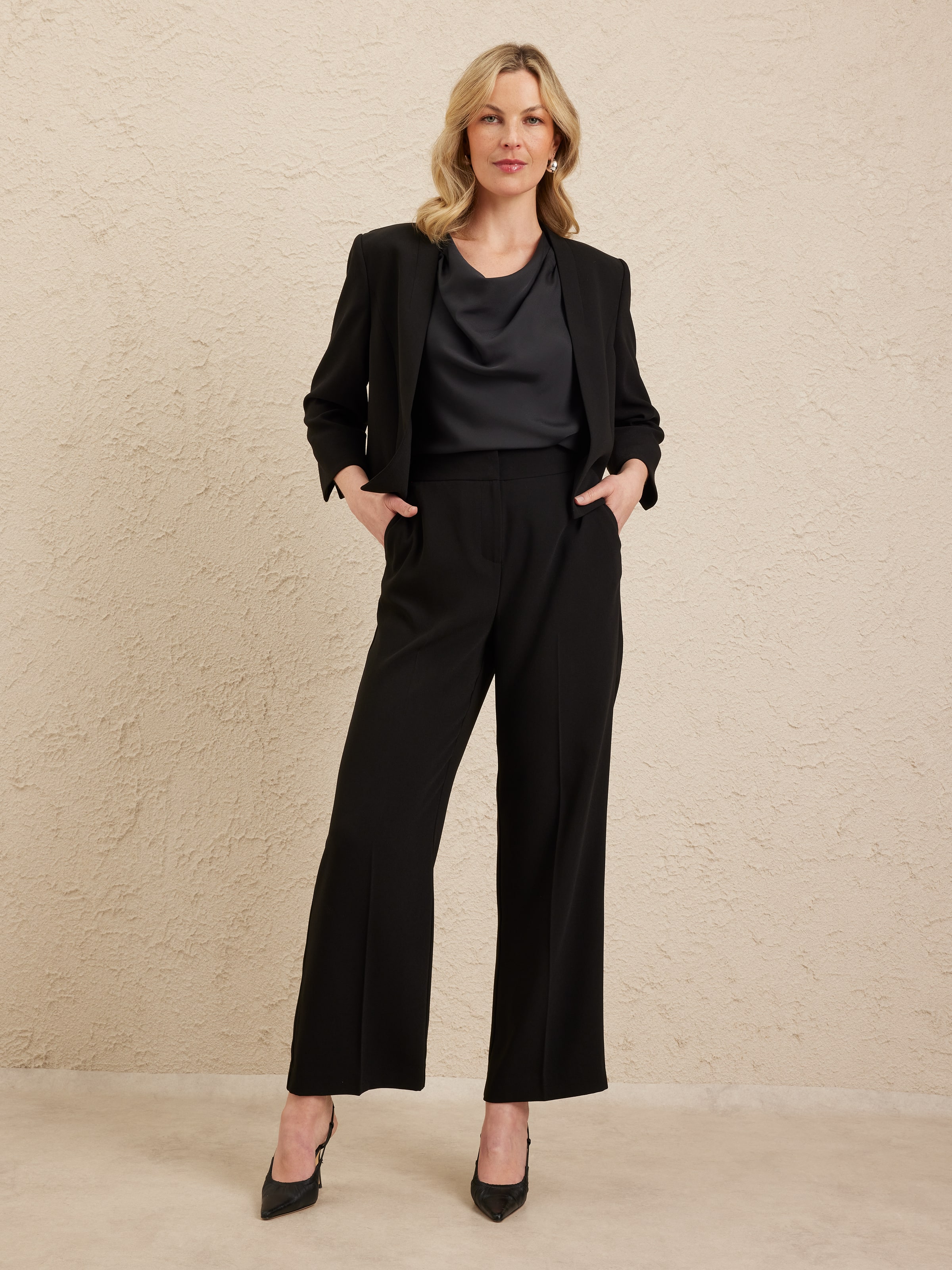 Elegant Crepe Wide Leg Pant