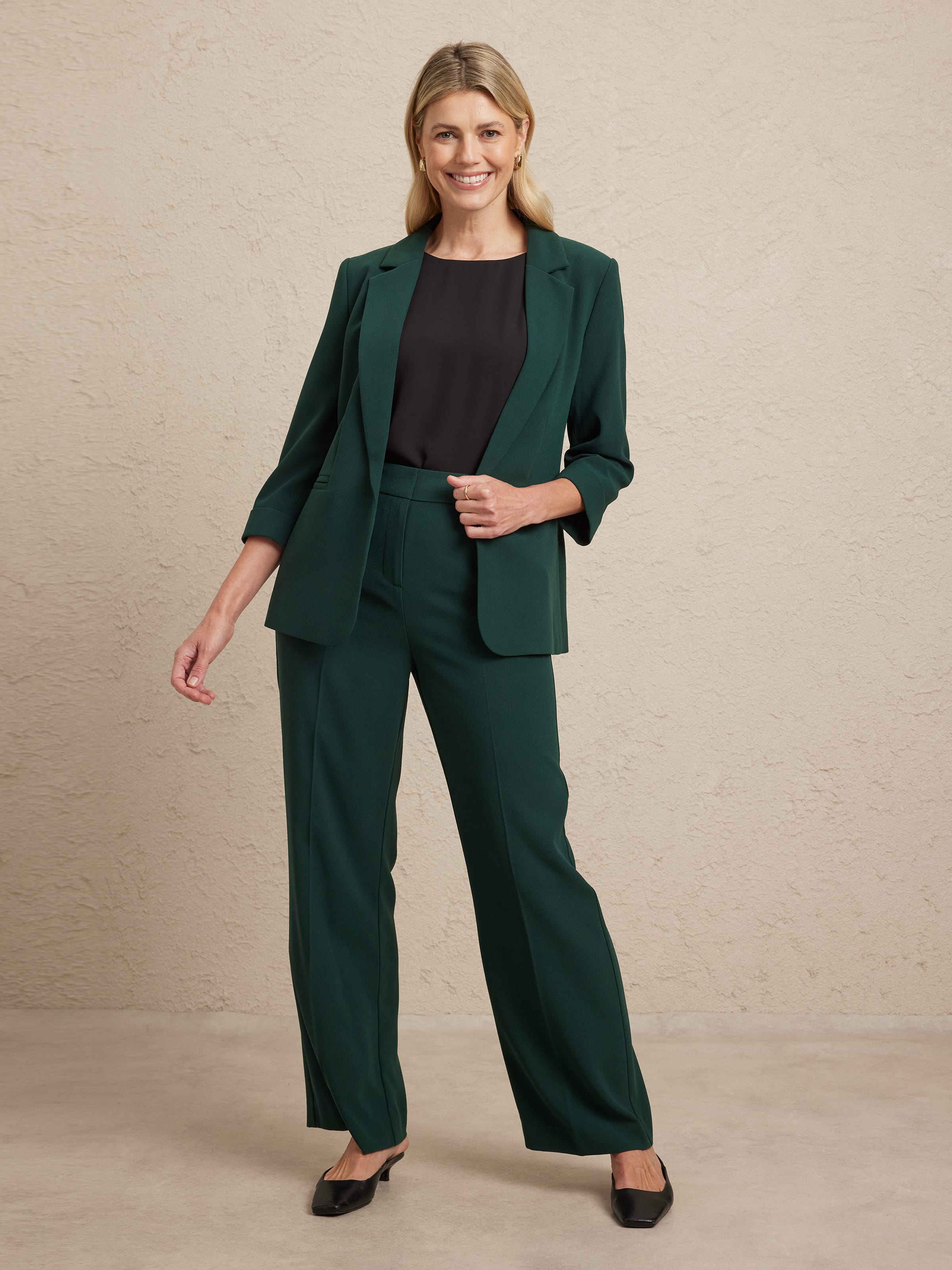 Elegant Crepe Wide Leg Pant