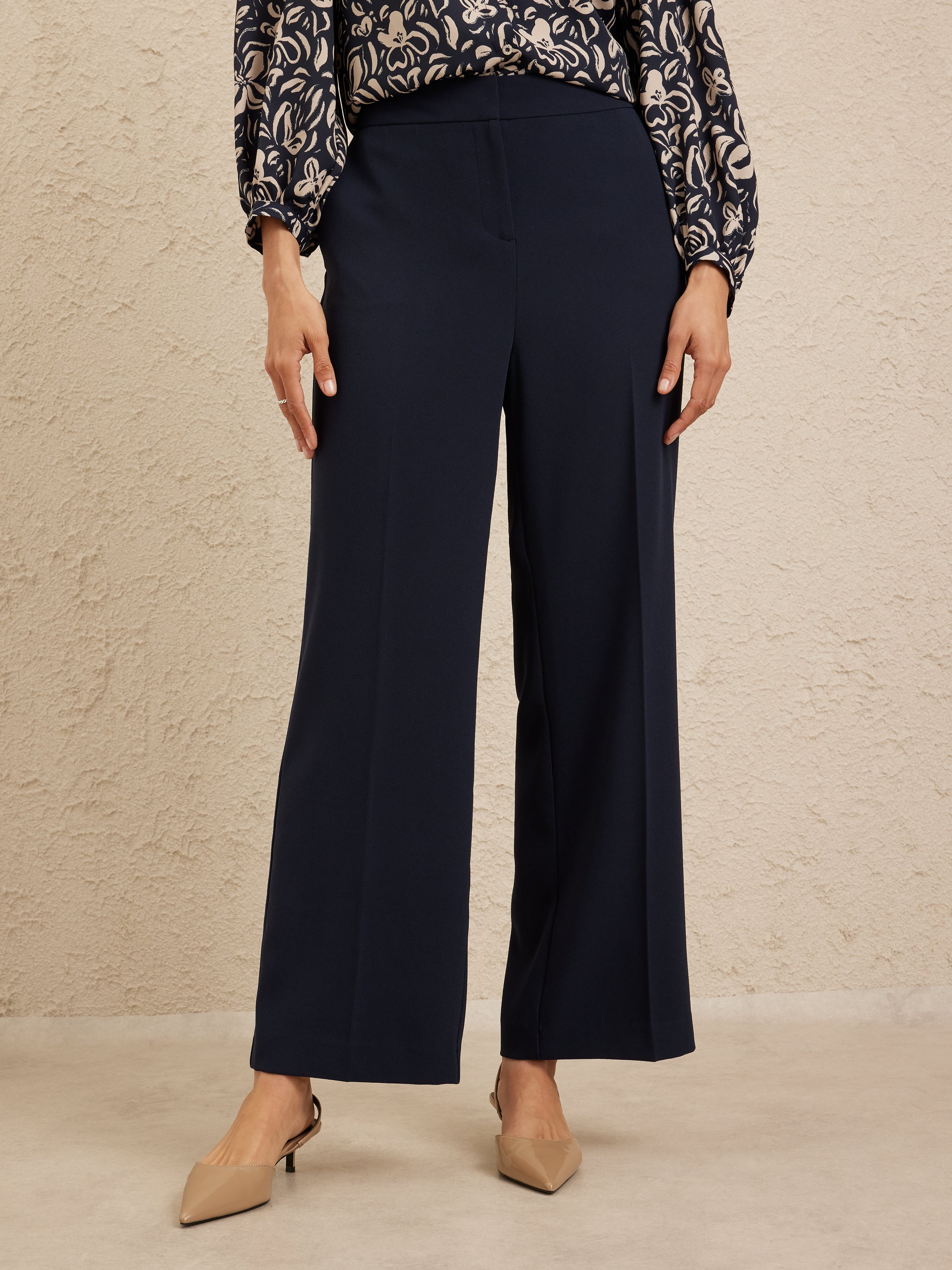 Elegant Crepe Wide Leg Pant