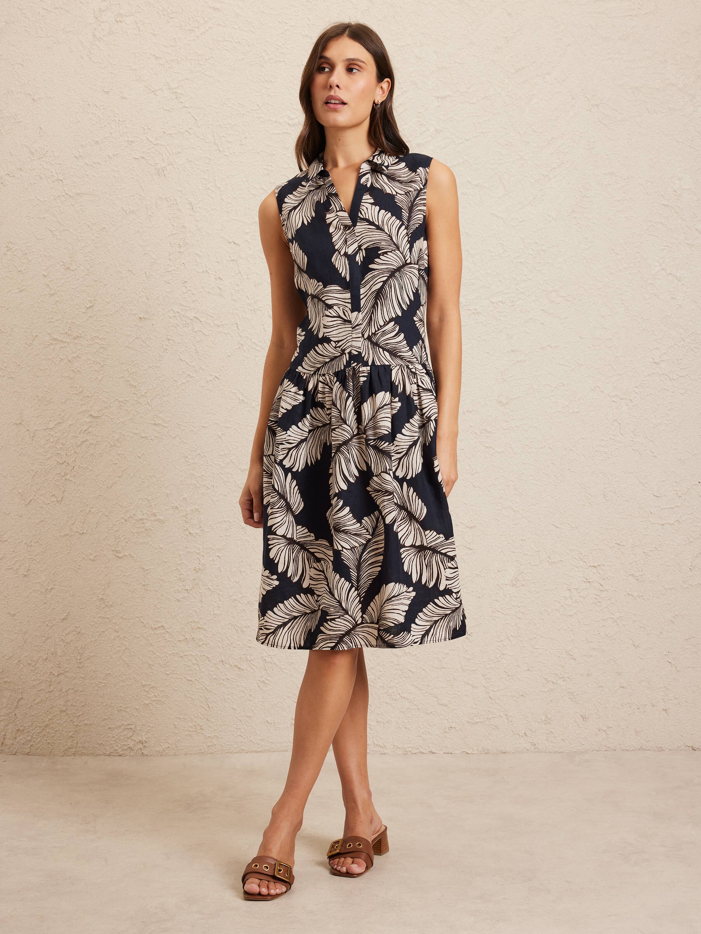 Violet Drop Waist Linen Dress