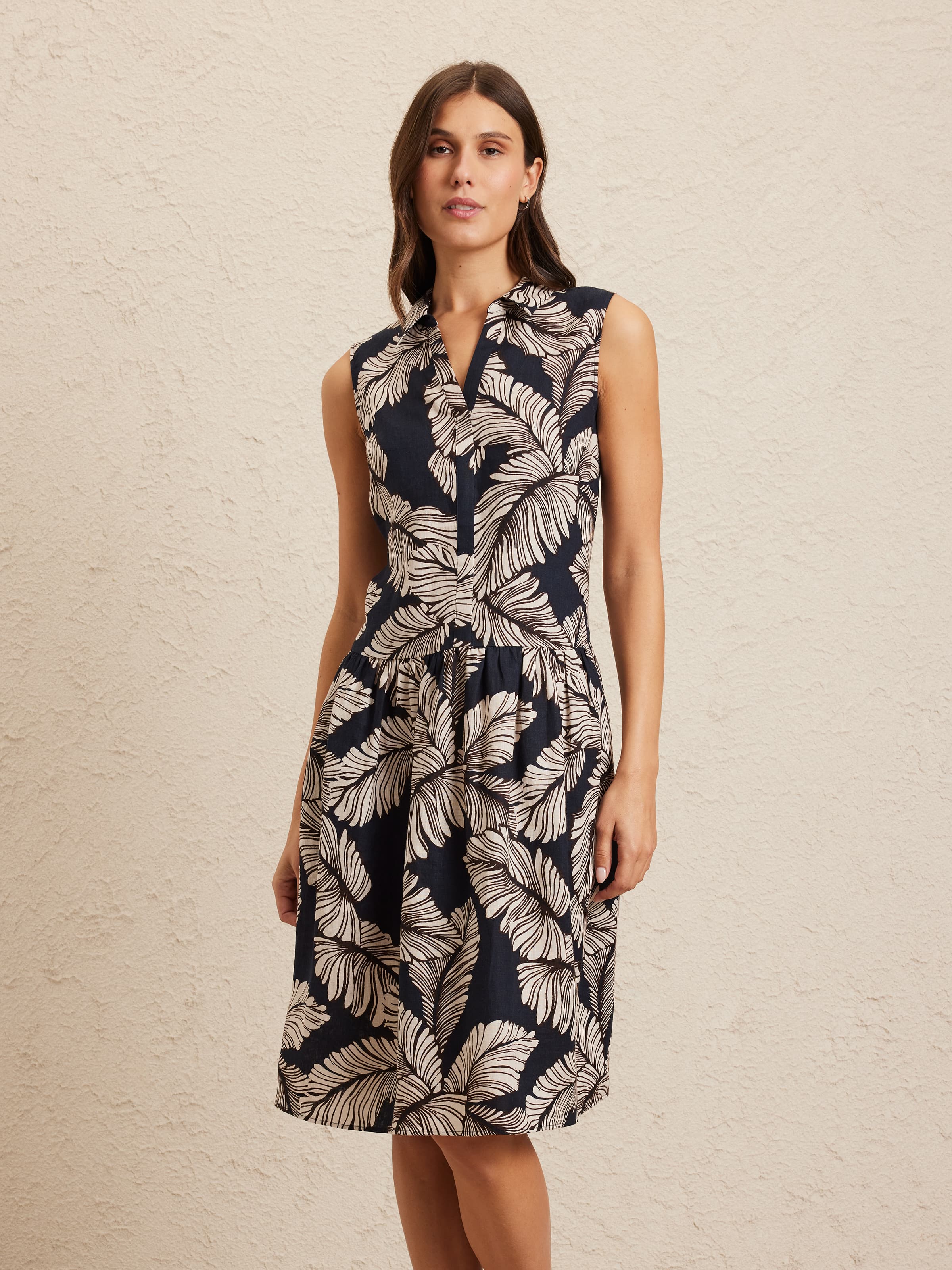 Violet Drop Waist Linen Dress