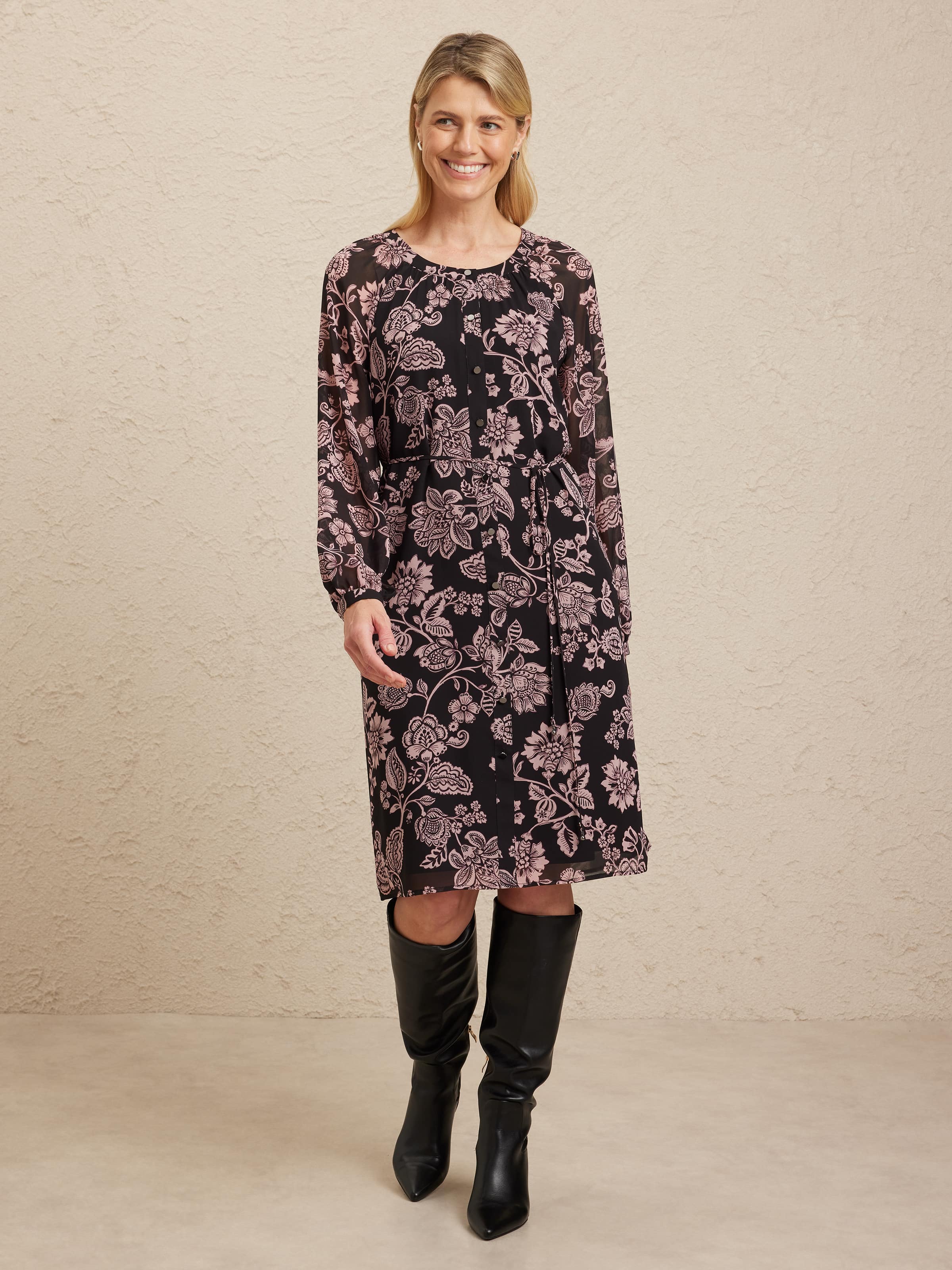 Long Sleeve Brinley Button Thru Tunic