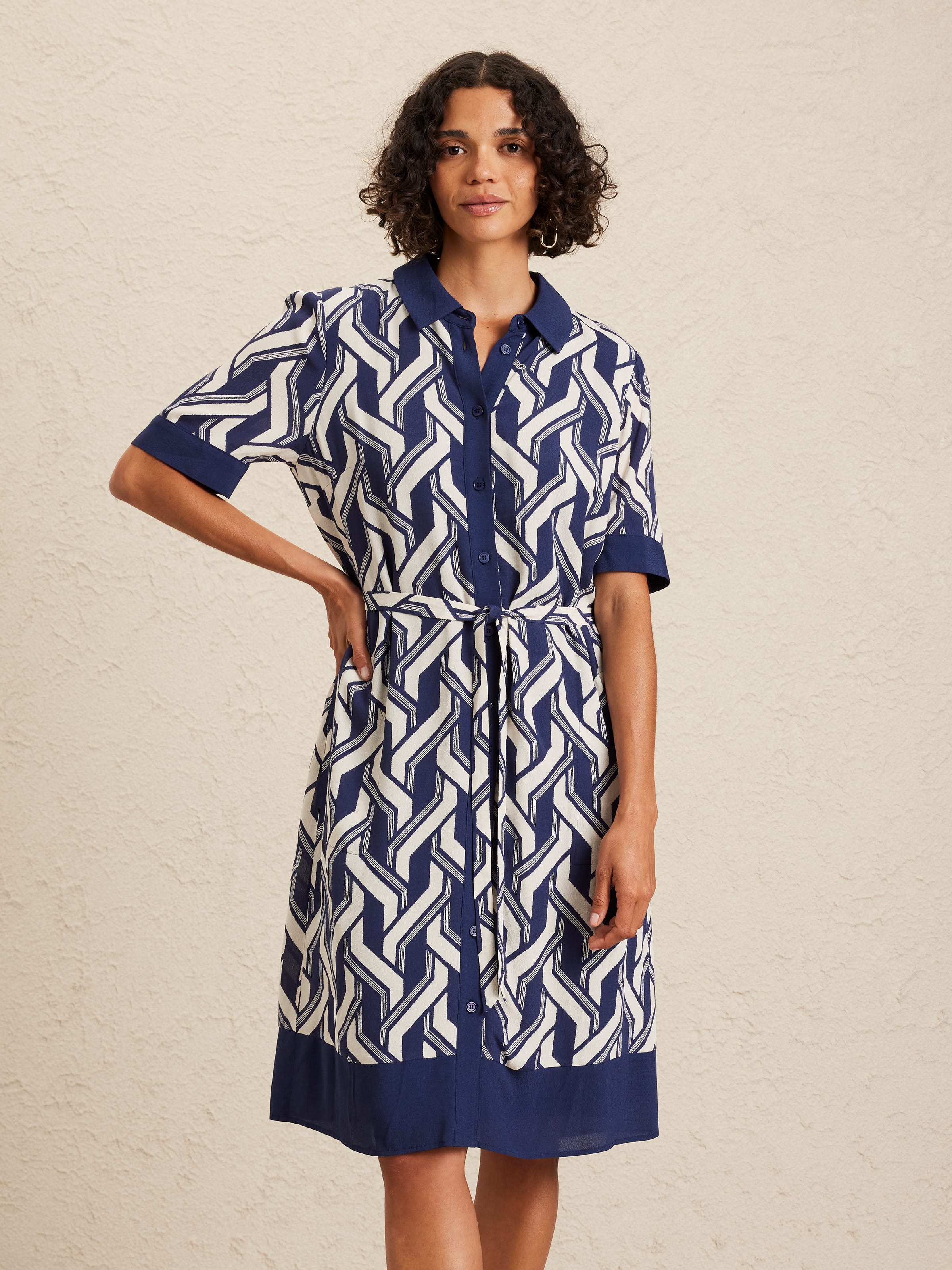 Short Sleeve Andrea Collared Tunic Dress