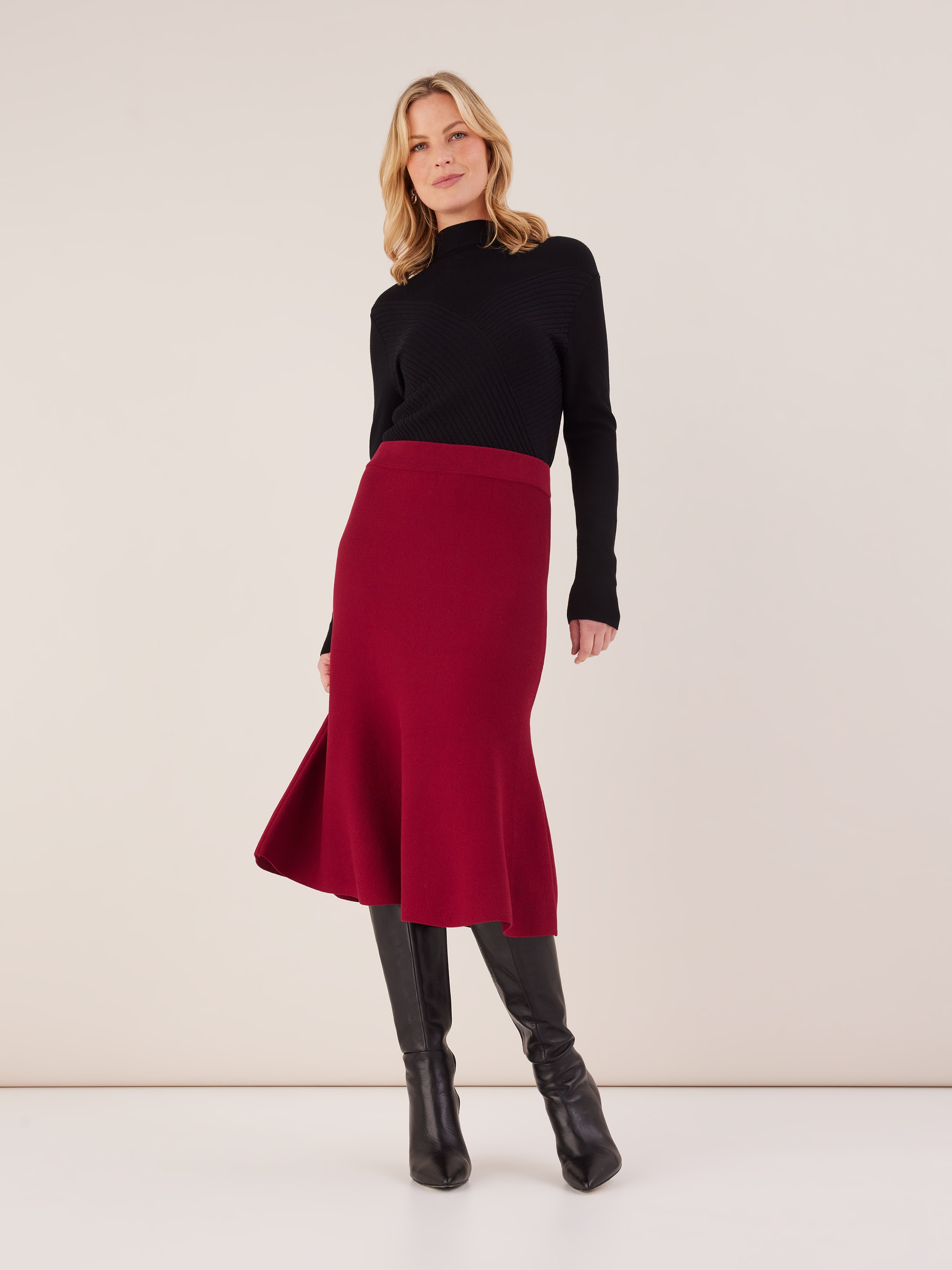 Flip Hem Milano Knit Skirt