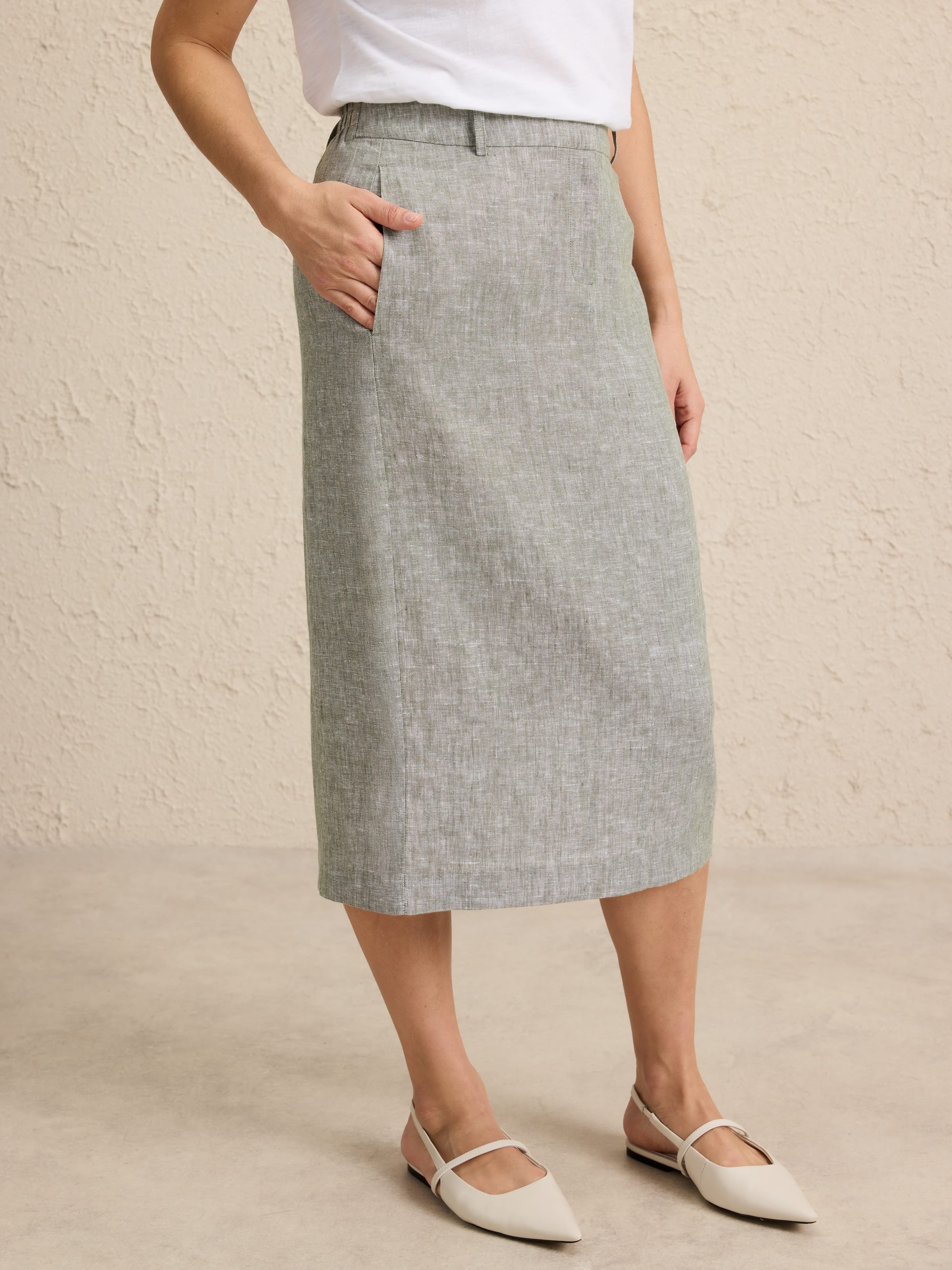 Column Midi Linen Skirt