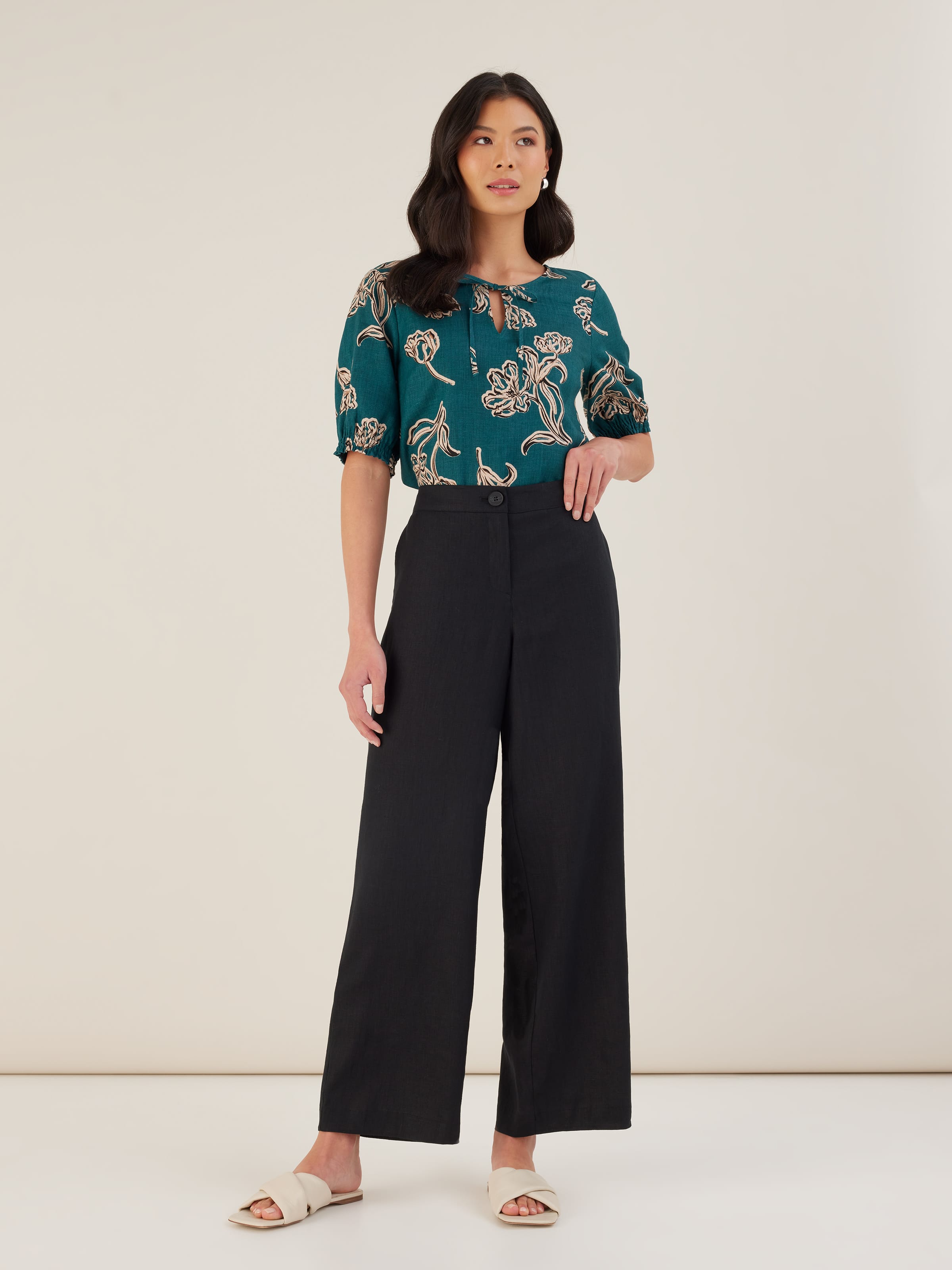 Relaxed Full Length Linen Pant