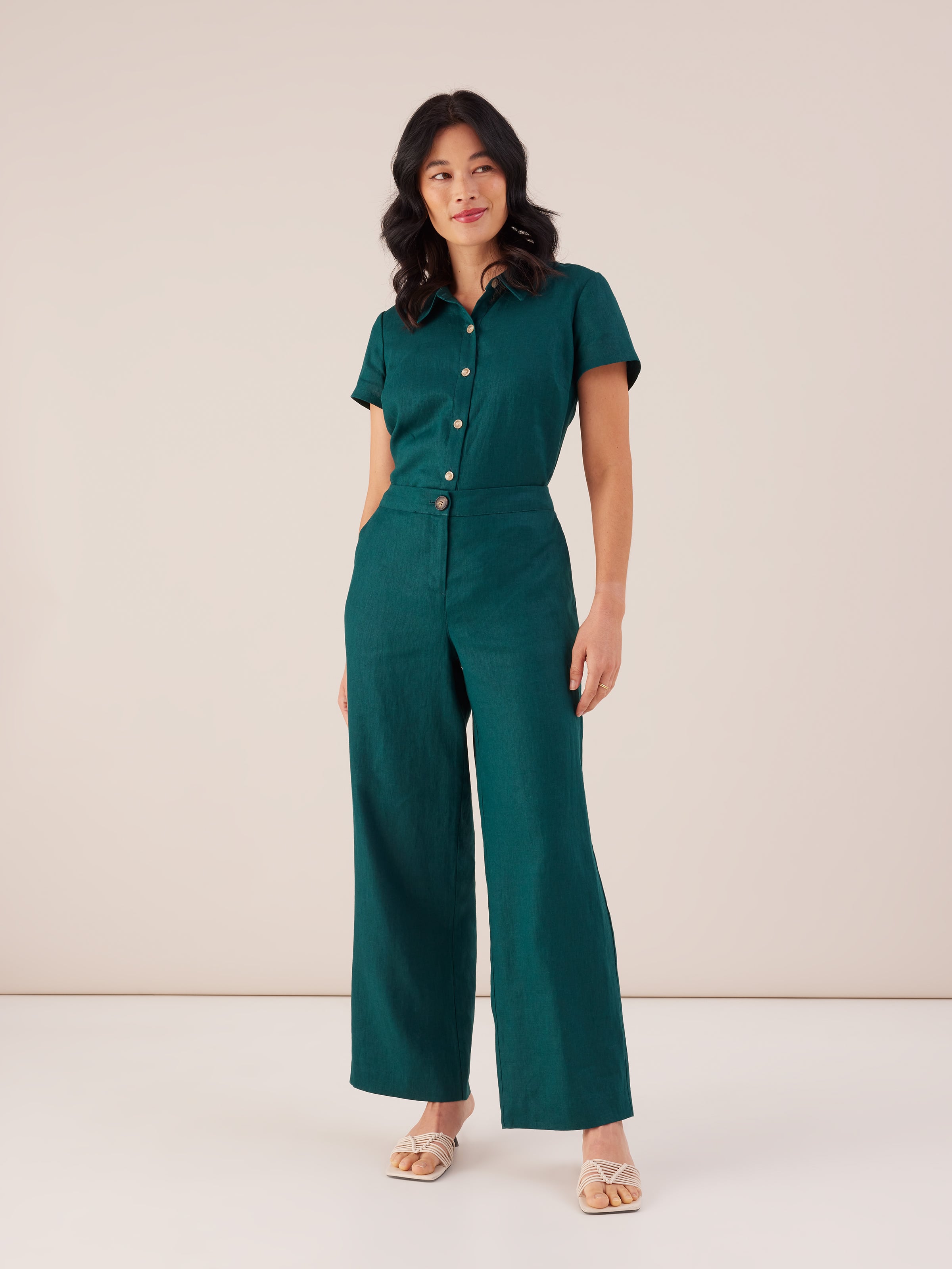 Relaxed Full Length Linen Pant