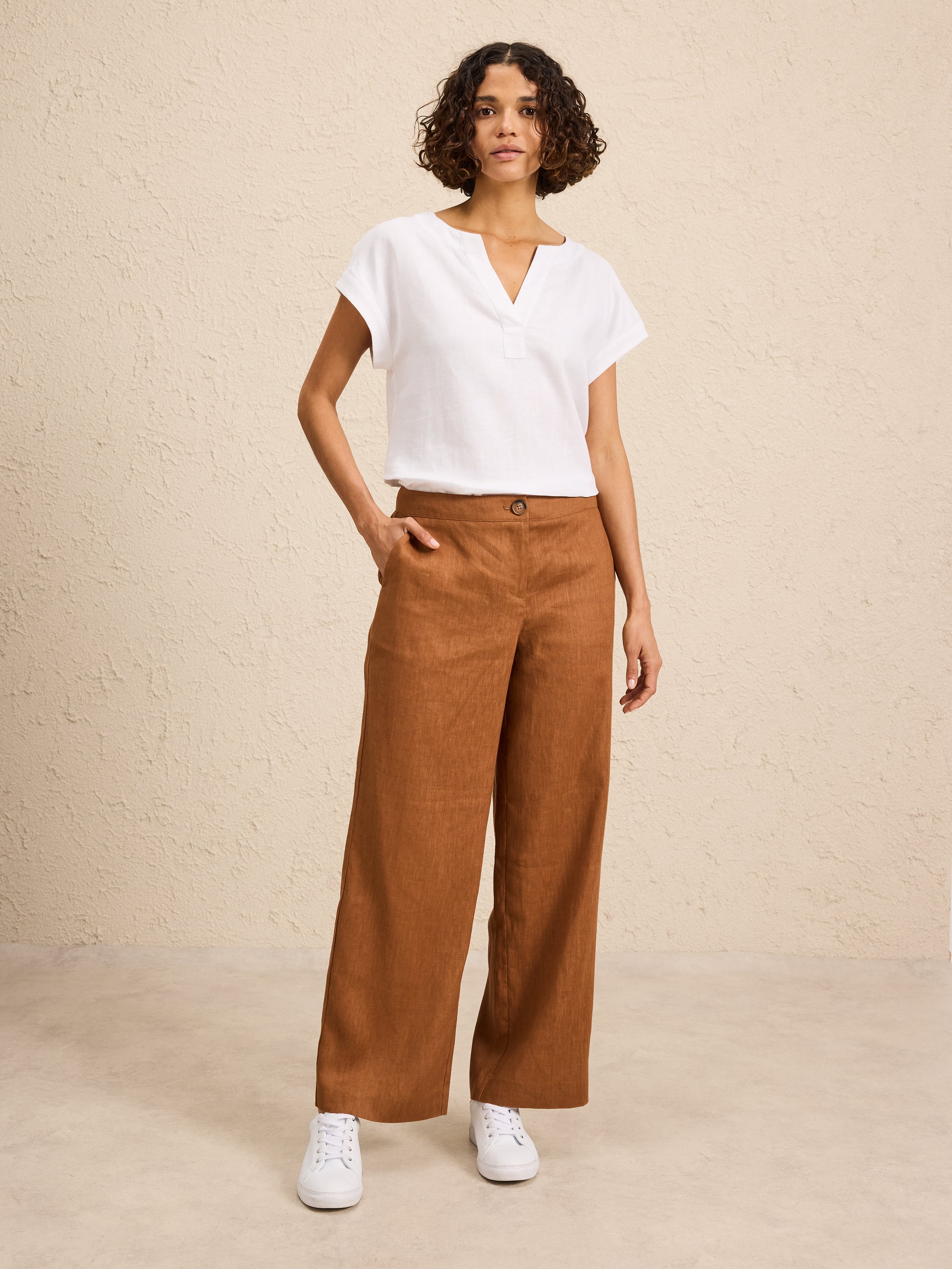 Relaxed Full Length Linen Pant