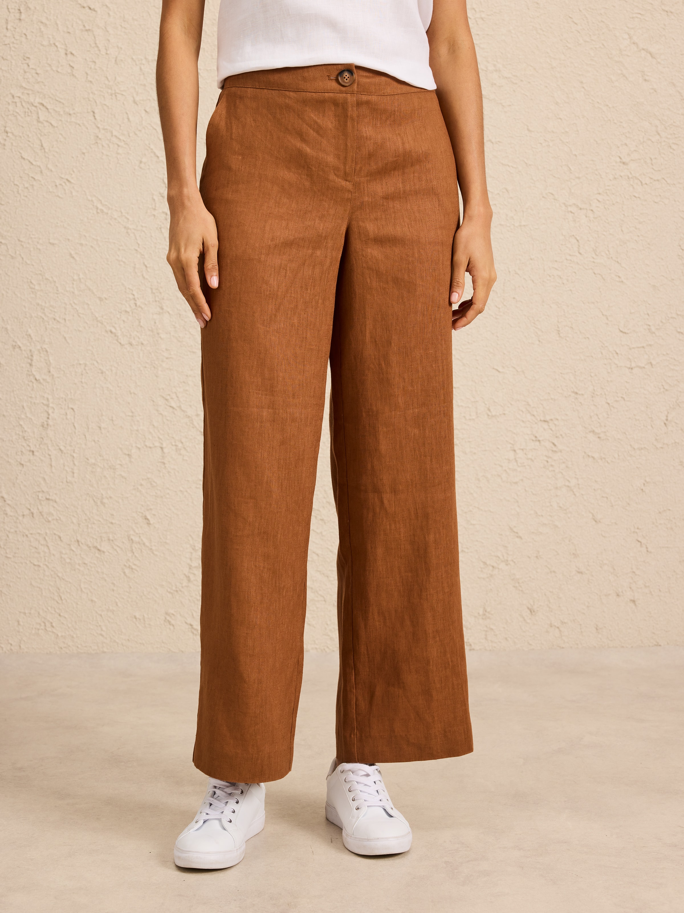 Relaxed Full Length Linen Pant