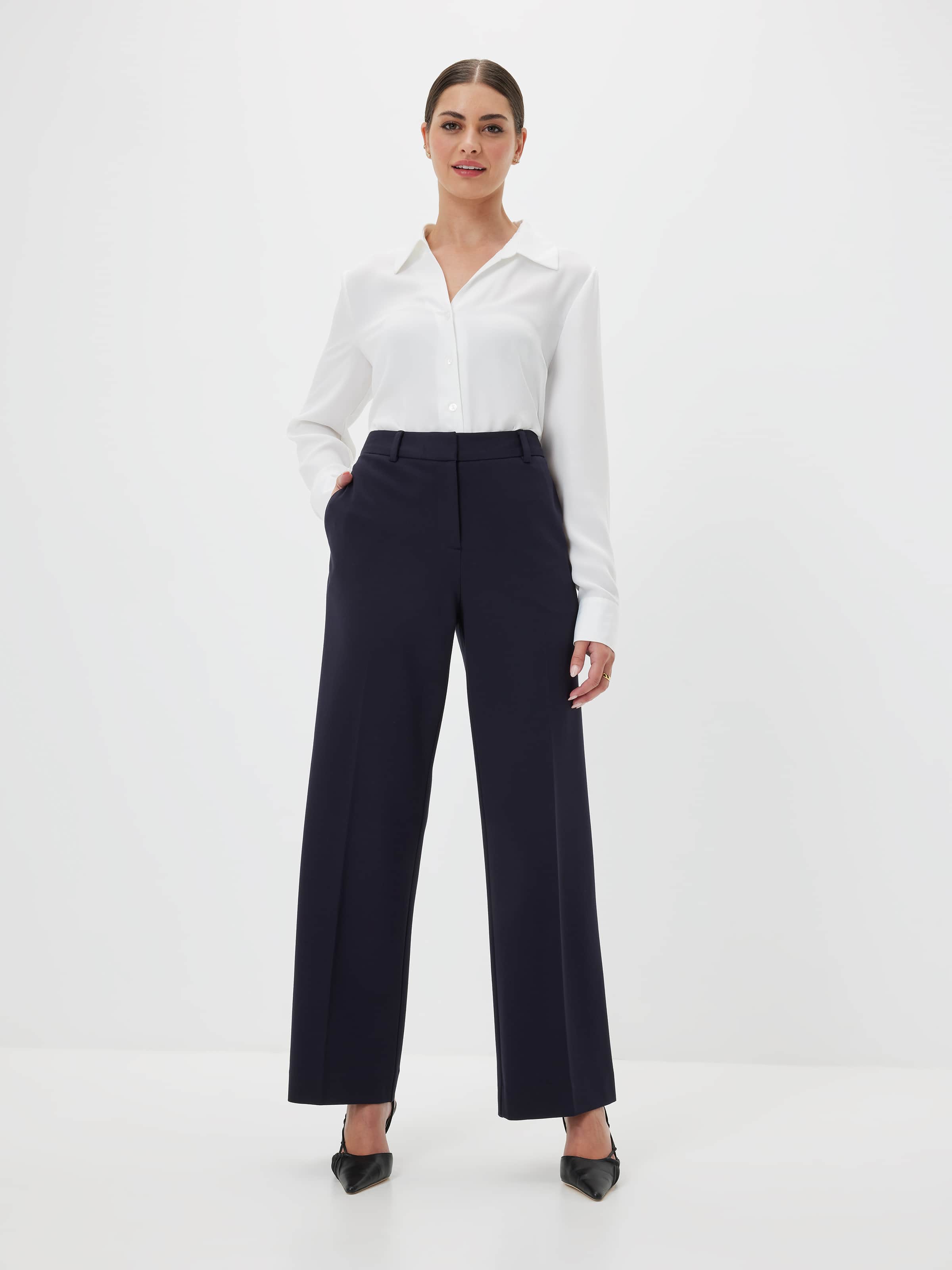 Lana Wide Leg Petite Ponte Pant