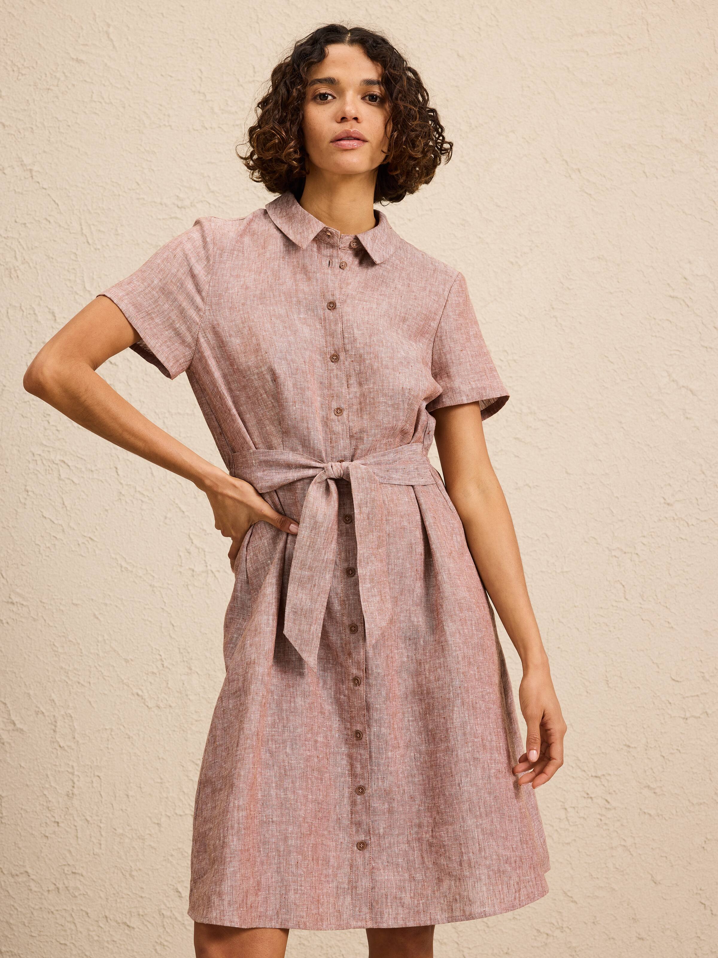 Kelly Tie Front Linen Dress