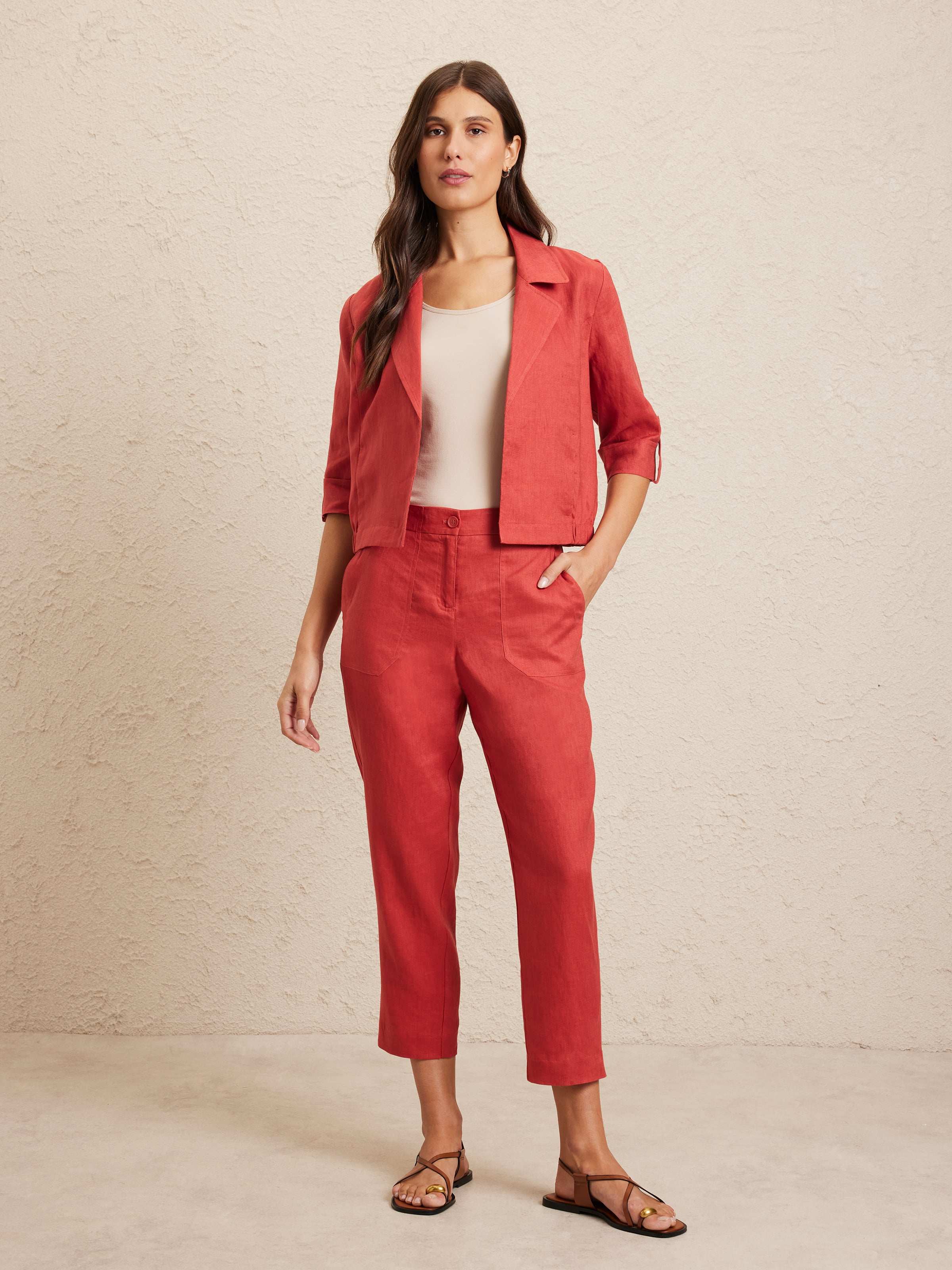 Linen Utility Ankle Pant