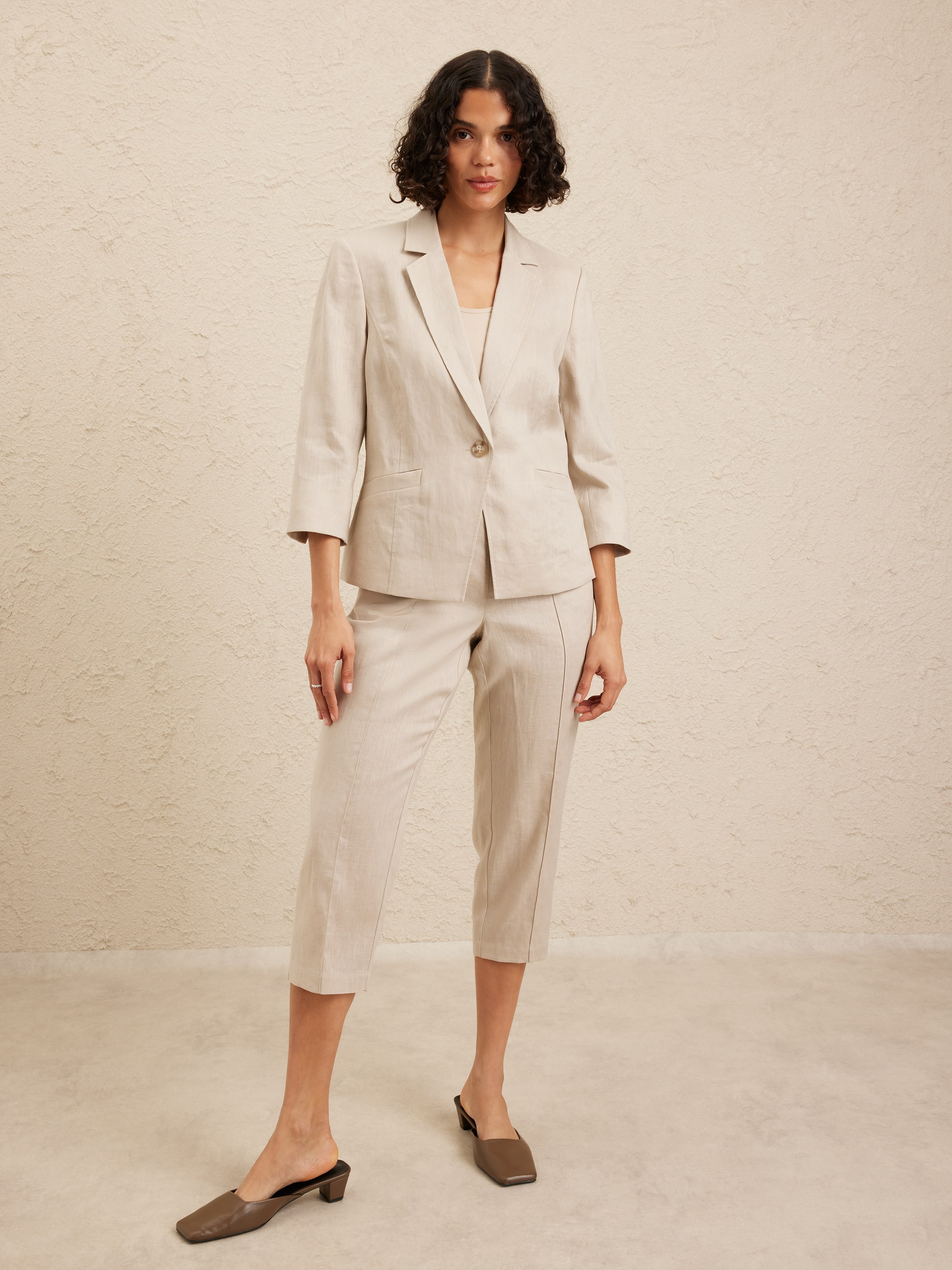 3/4 Sleeve Linen Blazer