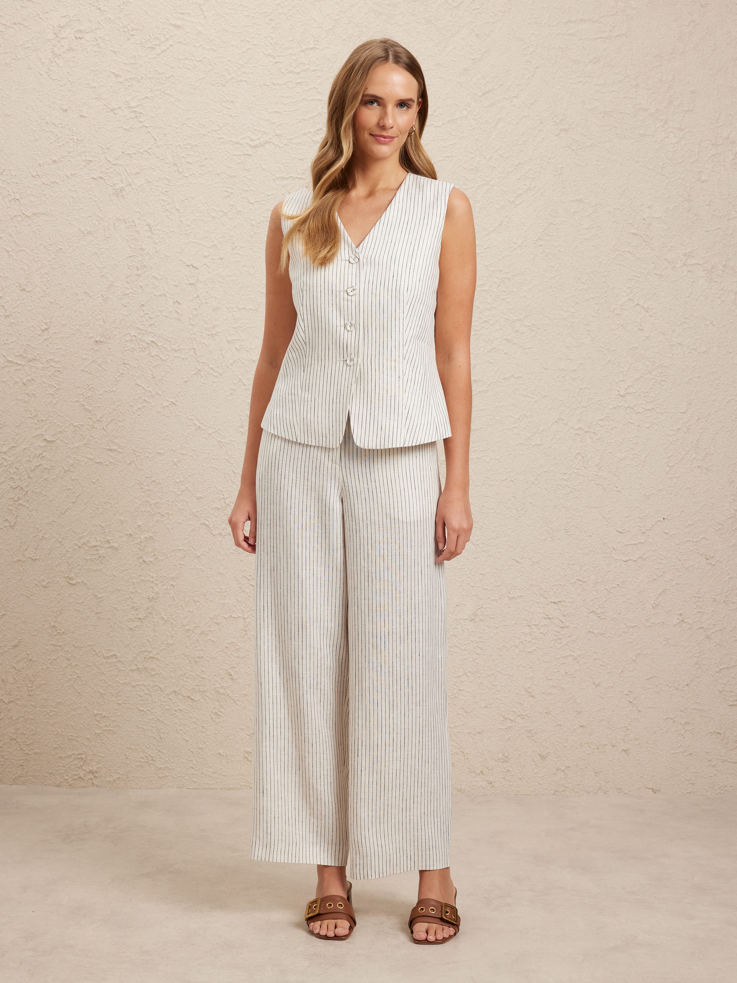 Pinstripe Linen Vest