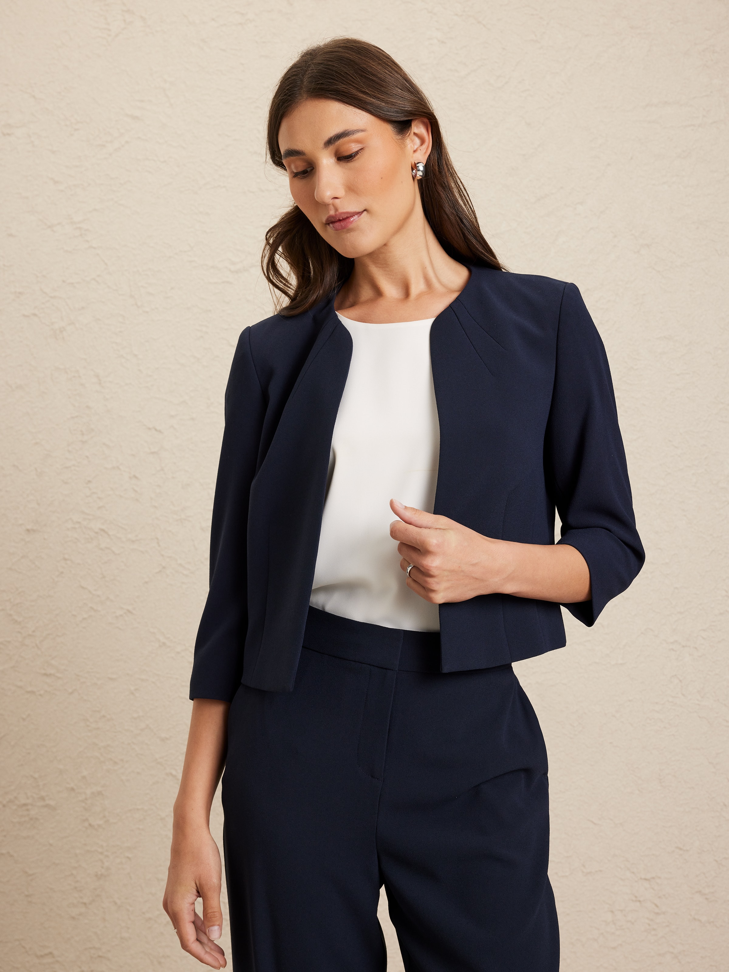 Curved Neck Crop Jacket