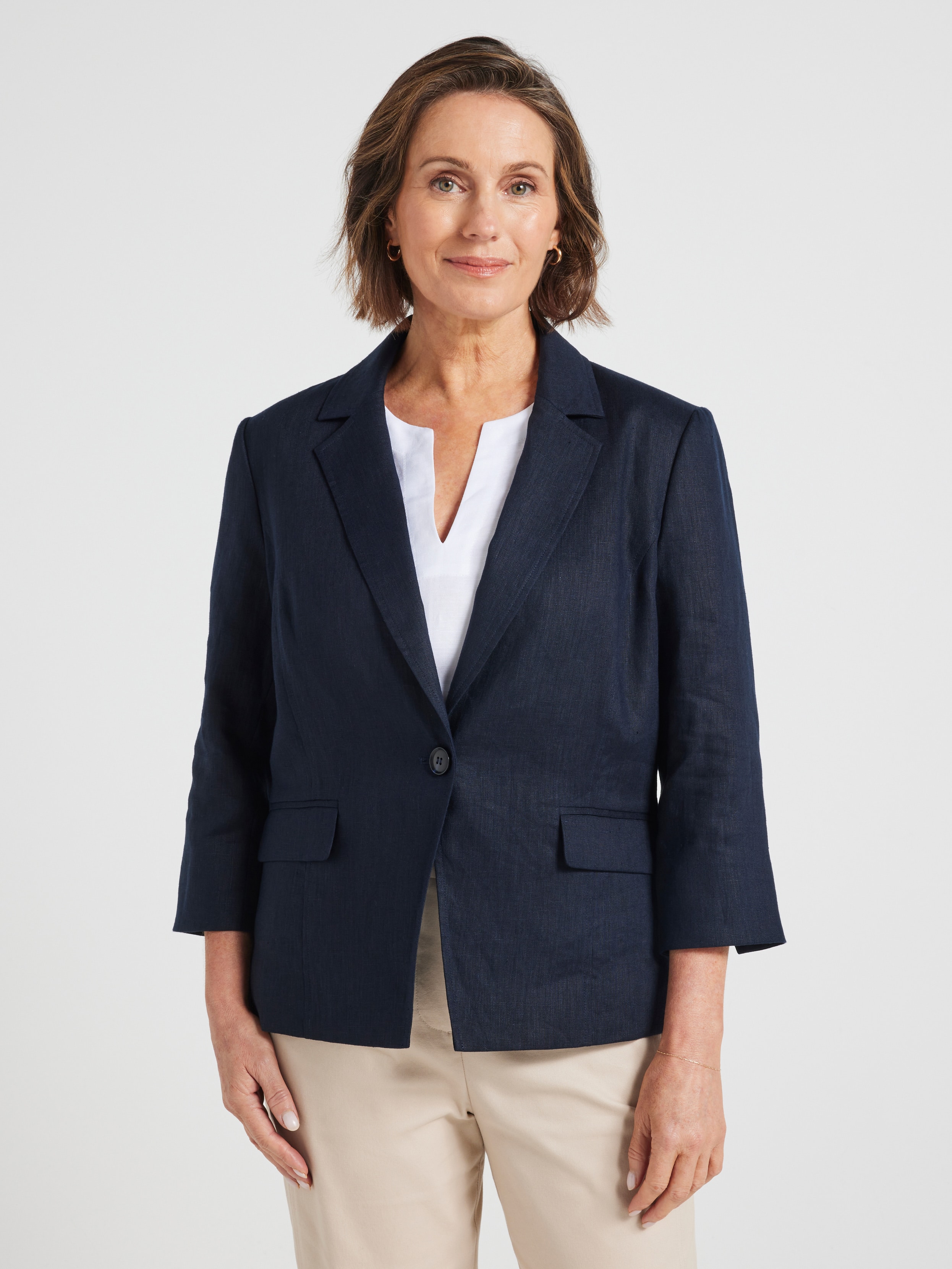 Rue 3/4 Sleeve Linen Blazer