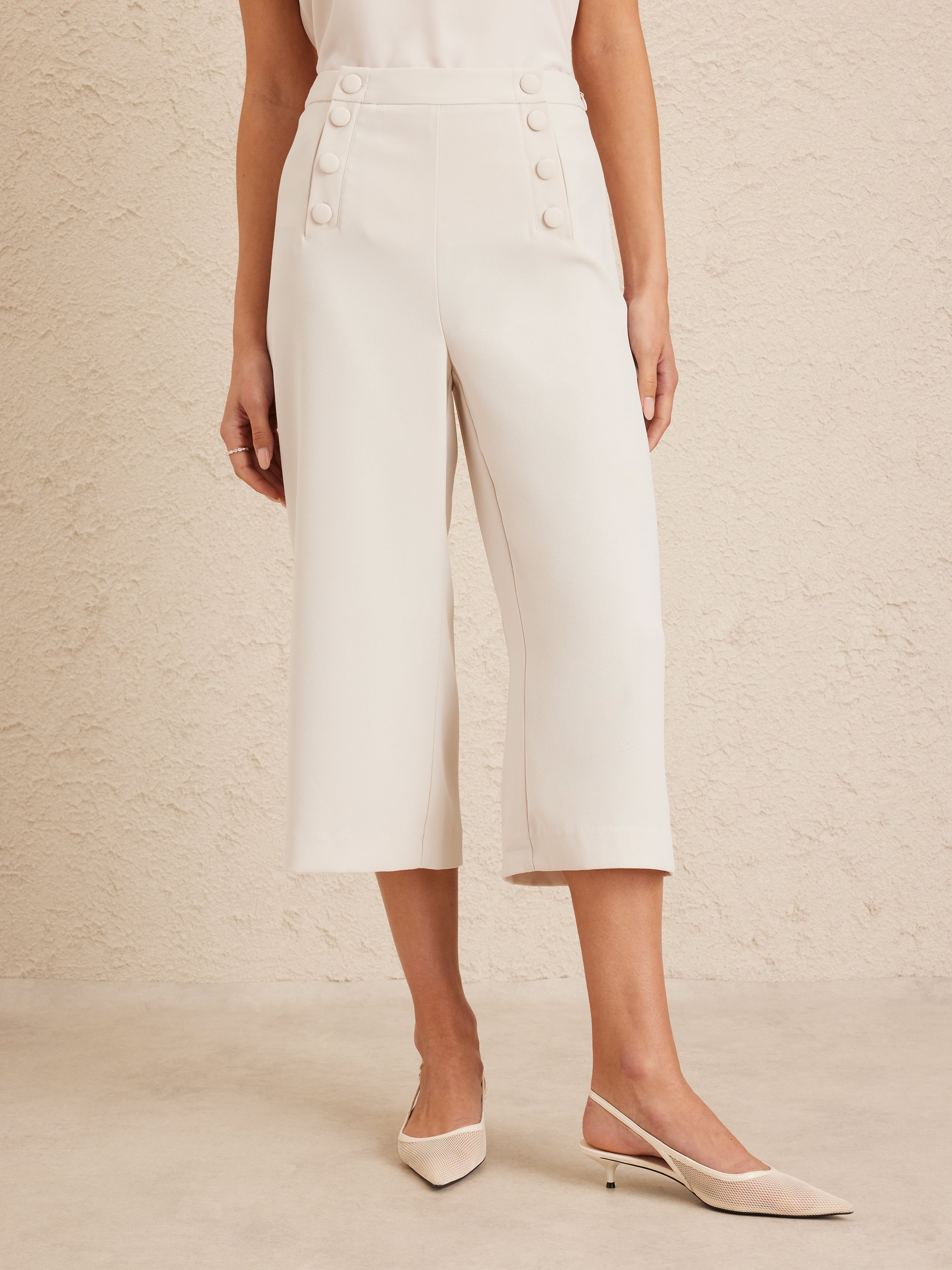 Button Front Crepe Culotte