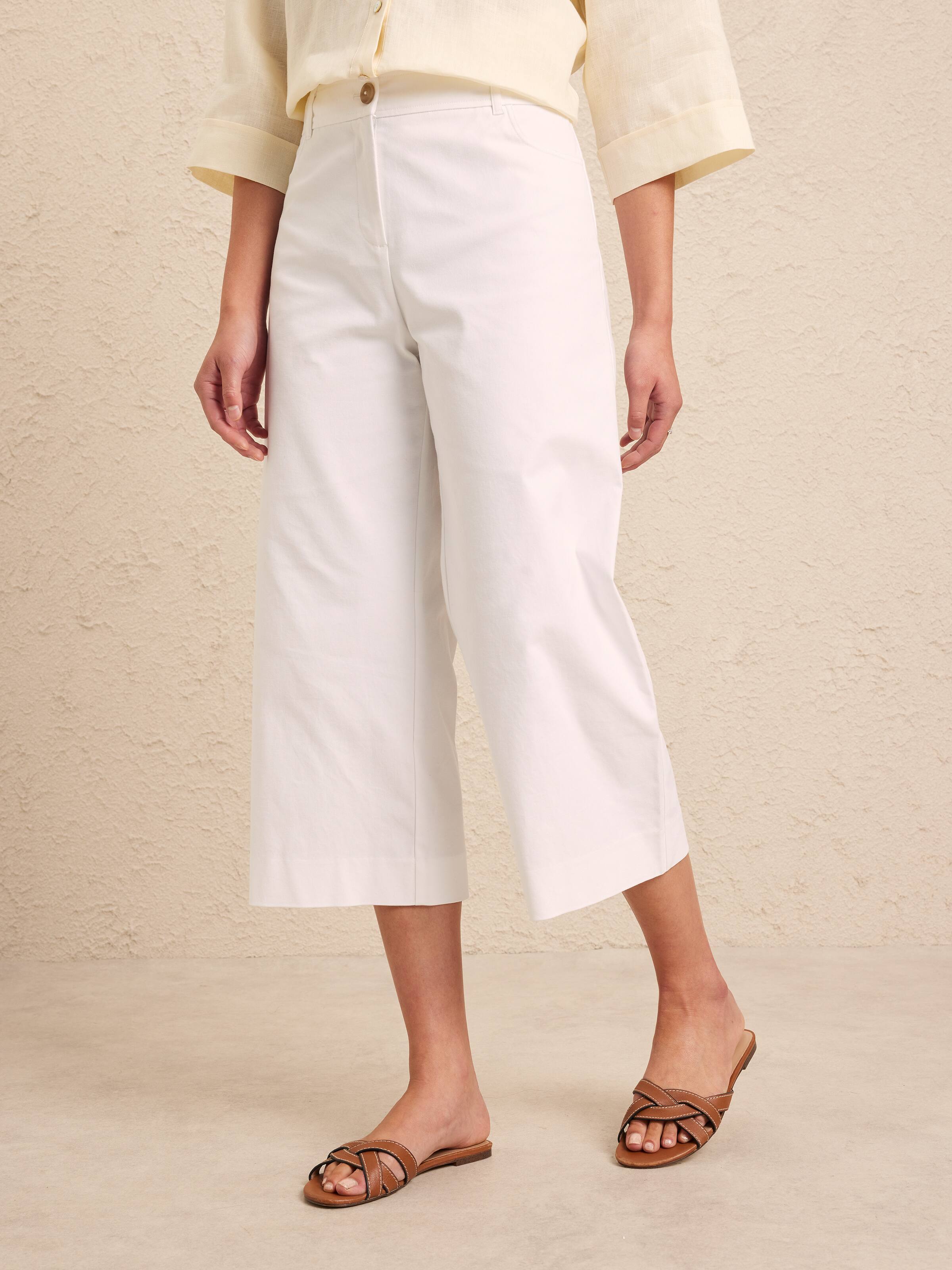 Oxford Wide Leg Crop Pant