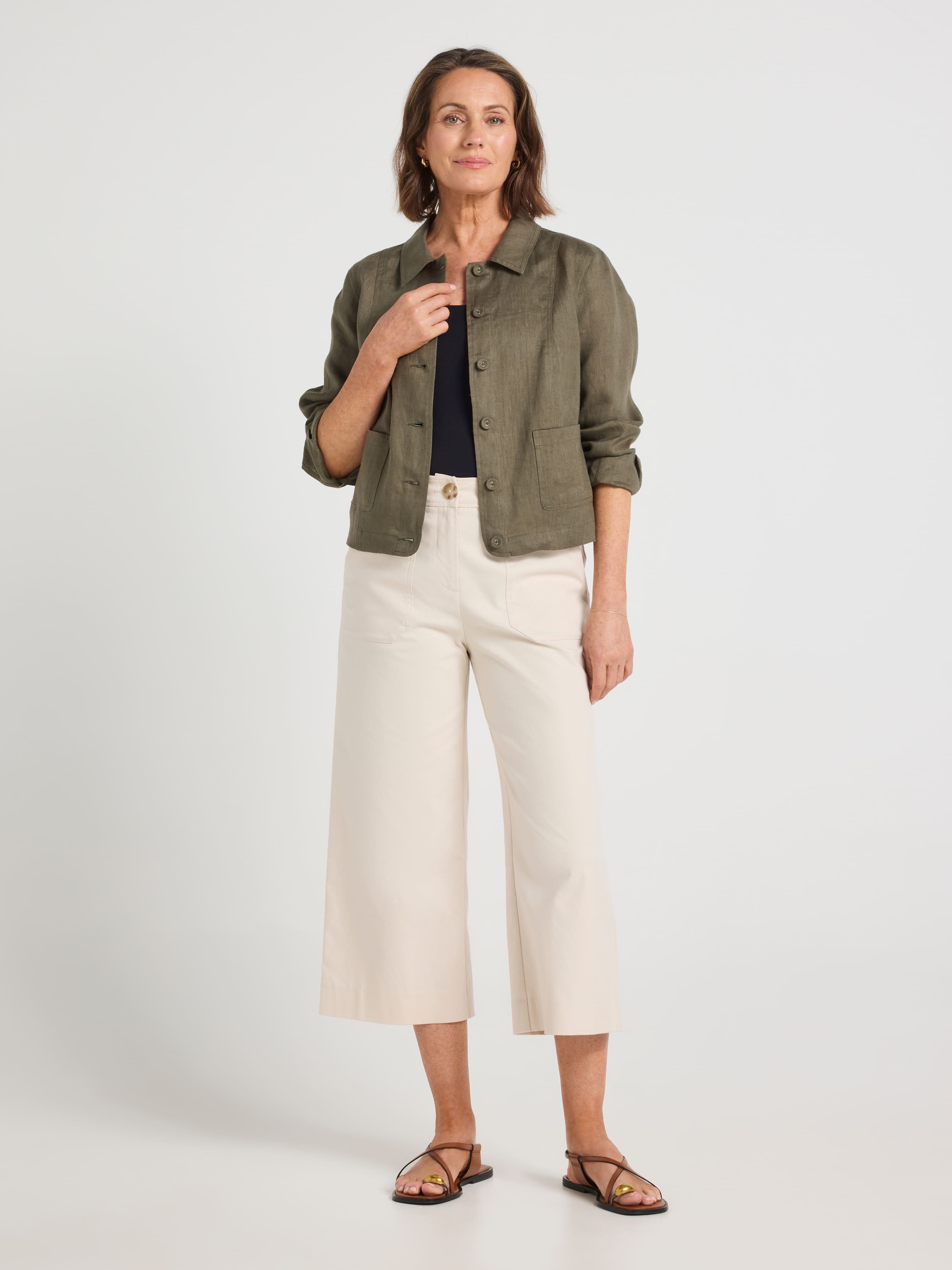 Maya Oxford Wide Leg Pant