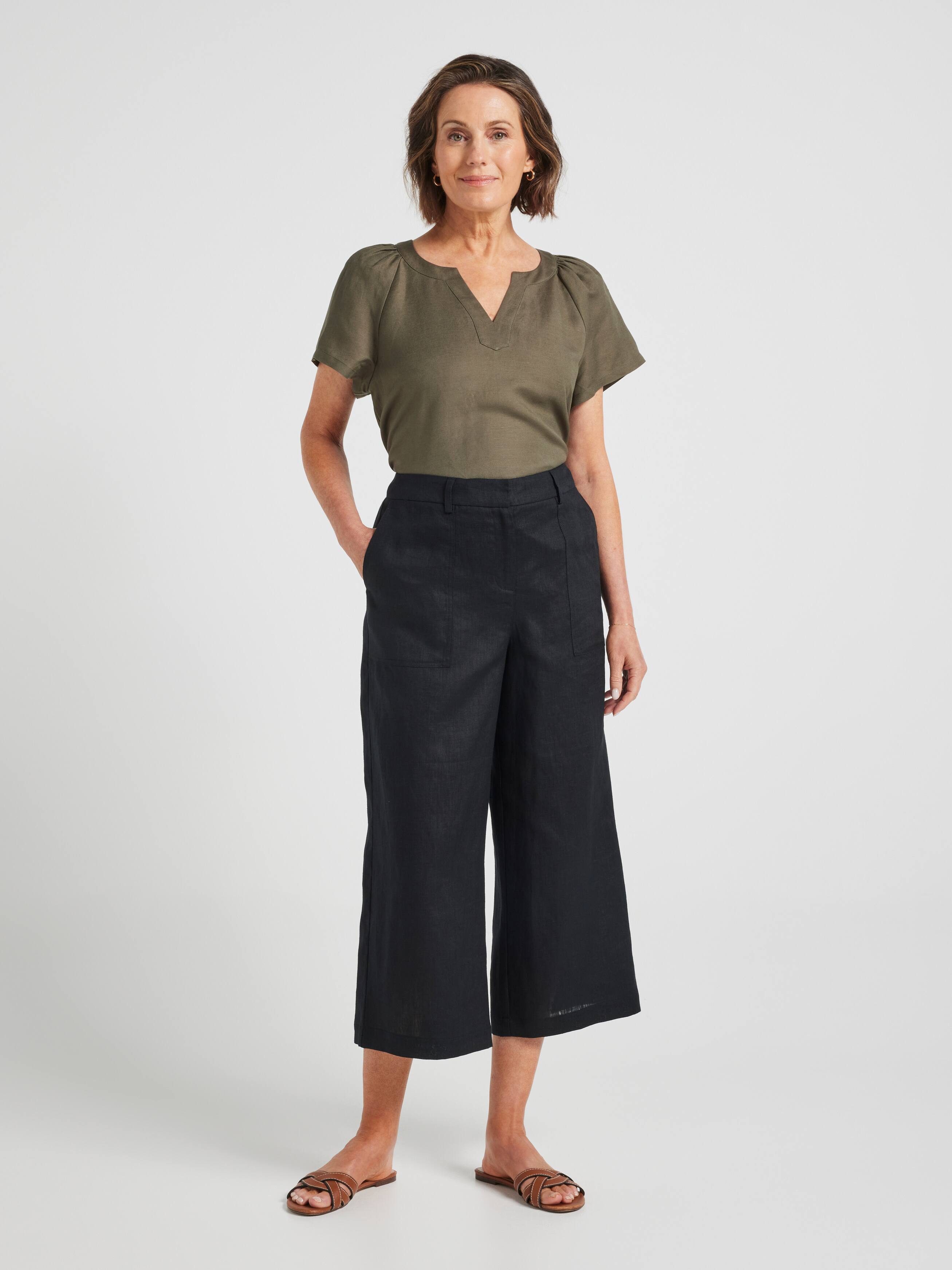 Alissa Patch Pocket Linen Culotte