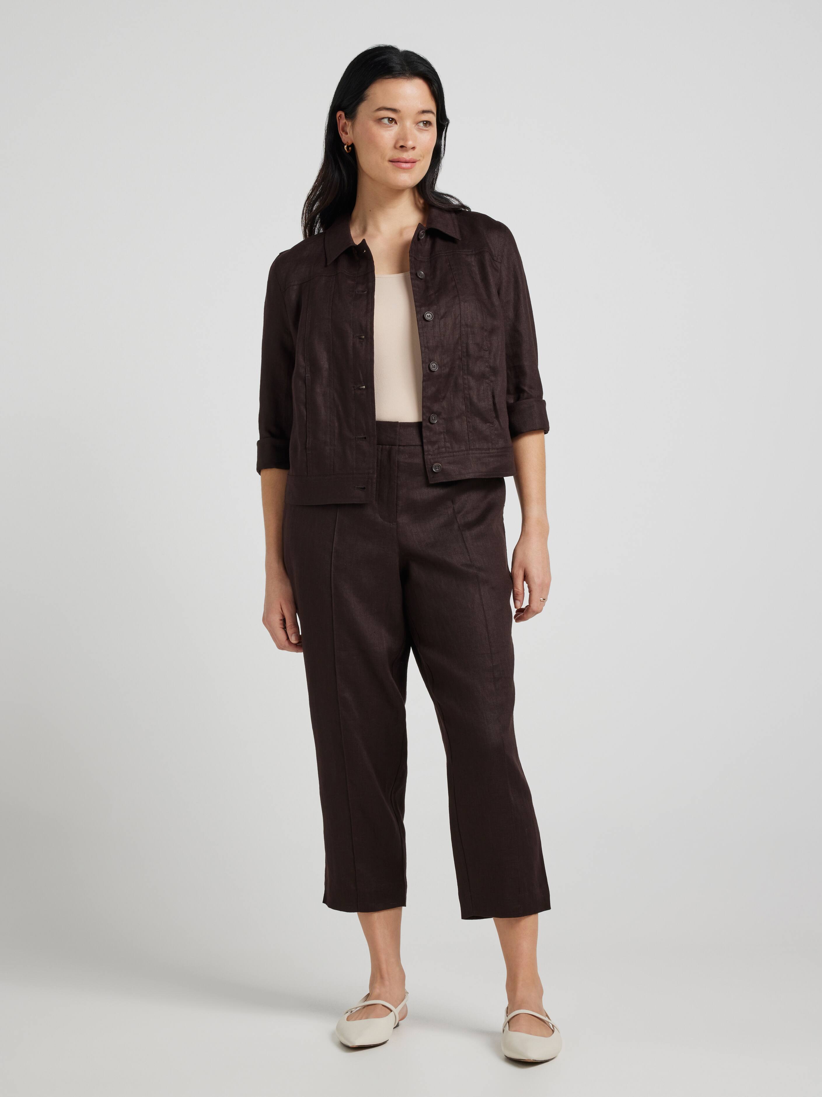 Athena Linen Pintuck Crop Pant