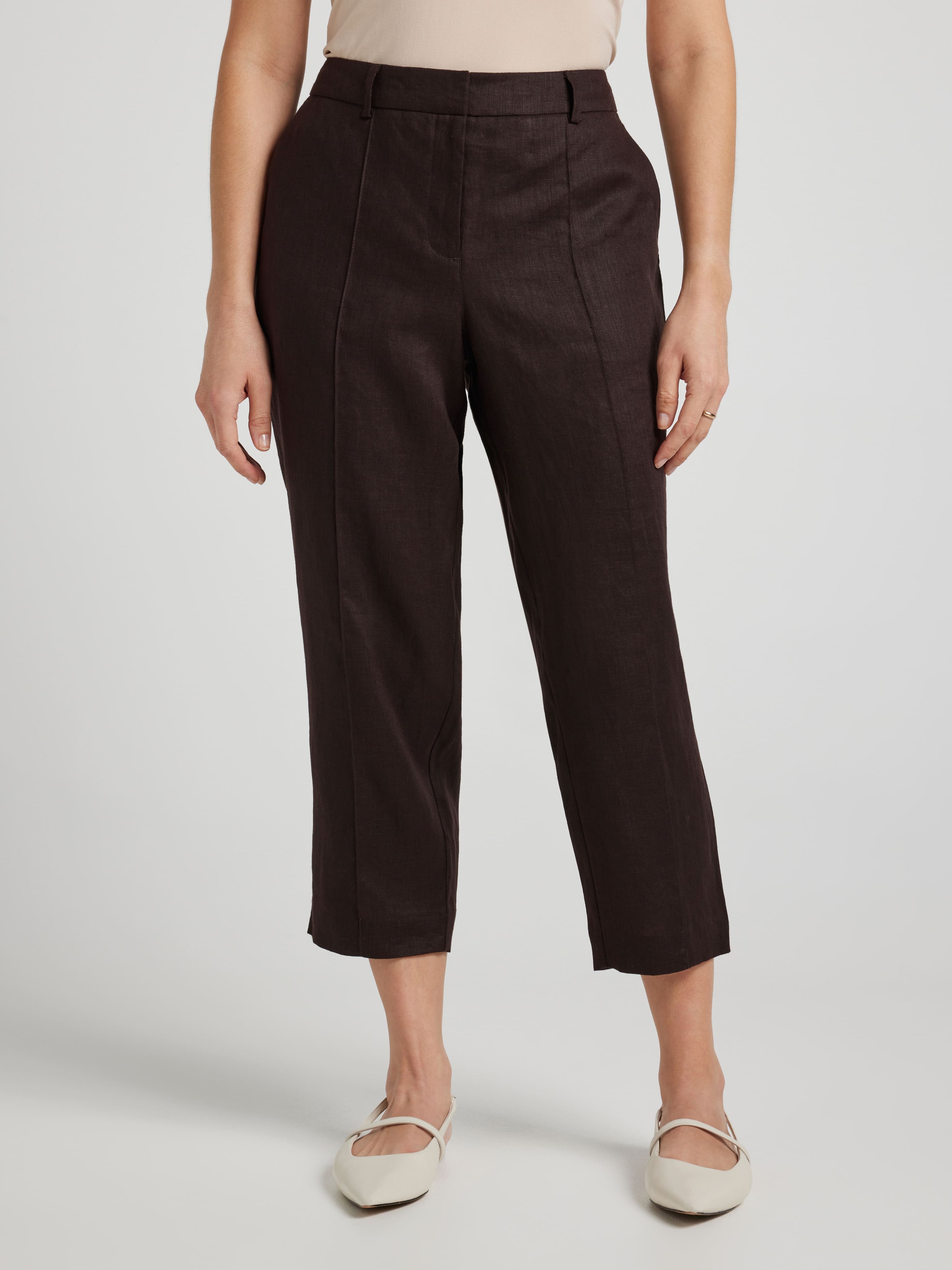 Athena Linen Pintuck Crop Pant