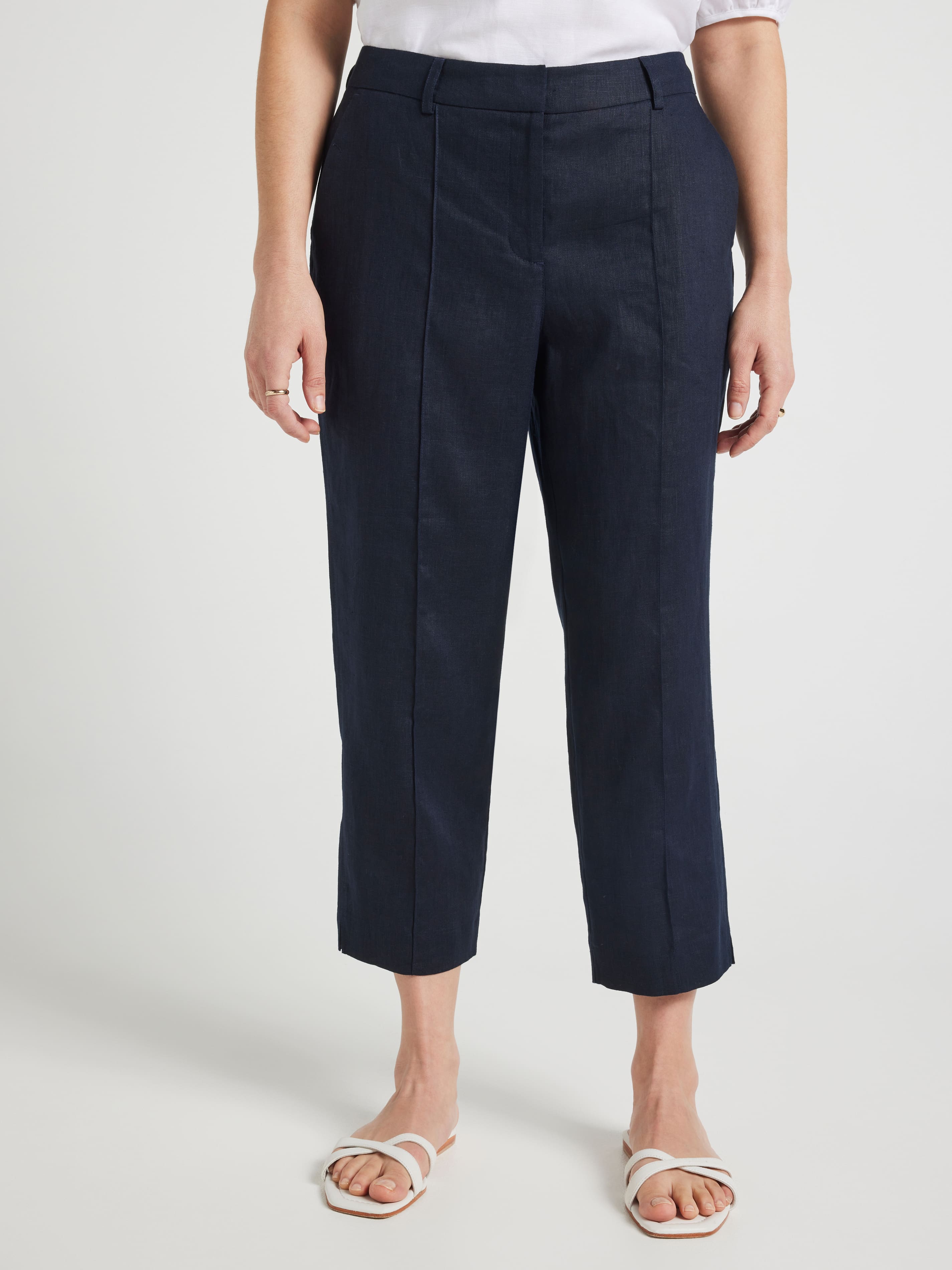 Athena Linen Pintuck Crop Pant