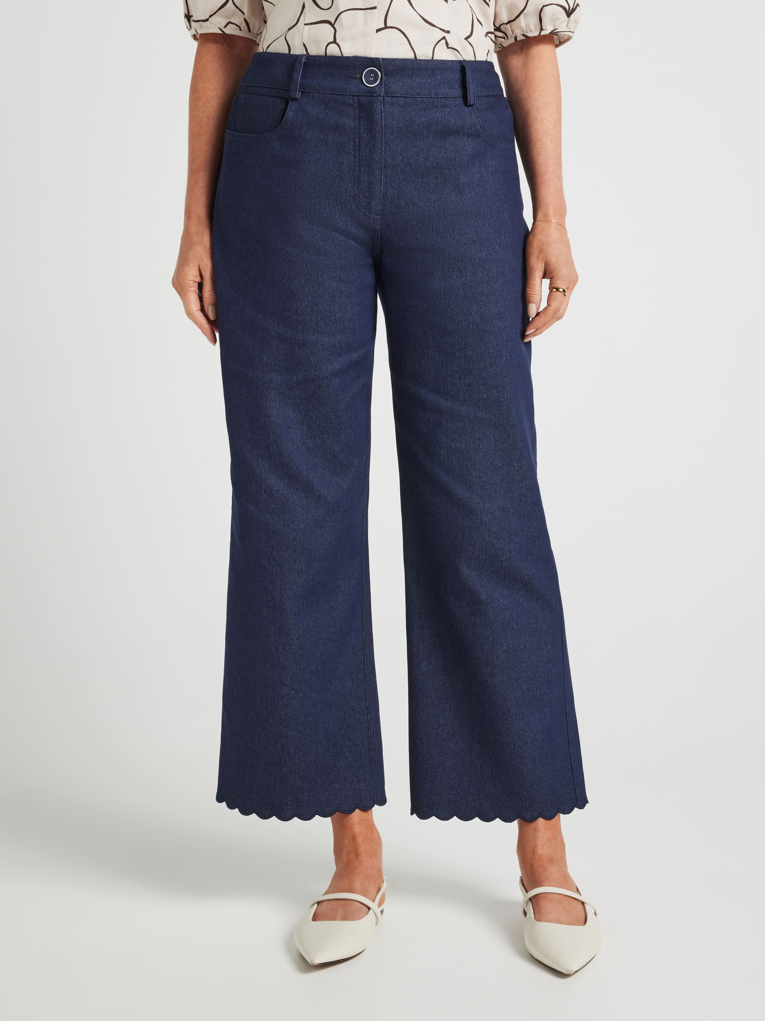 Demi Scallop Hem Denim Pant