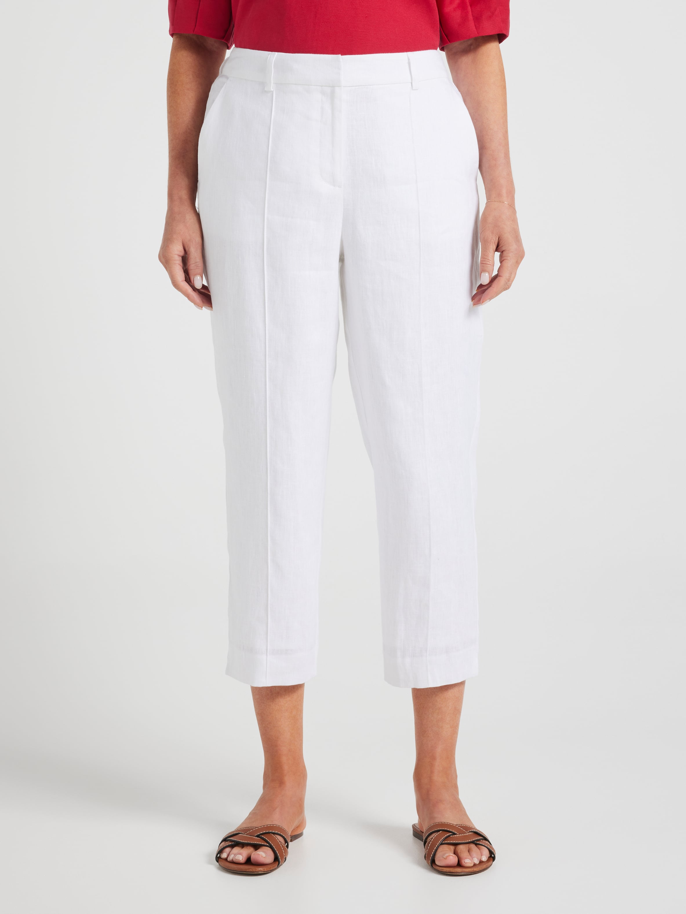 Athena Linen Pintuck Crop Pant