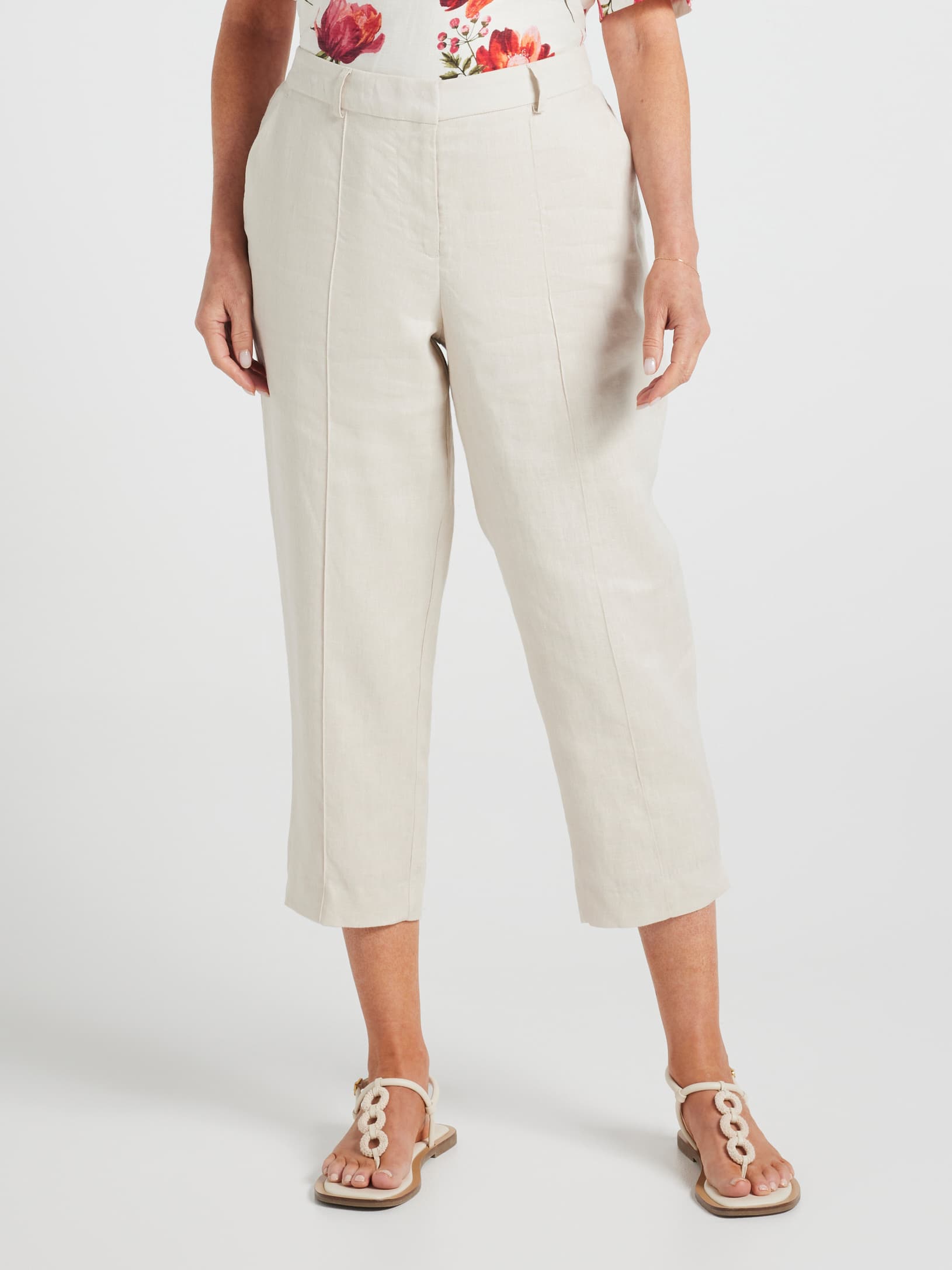 Athena Linen Pintuck Crop Pant