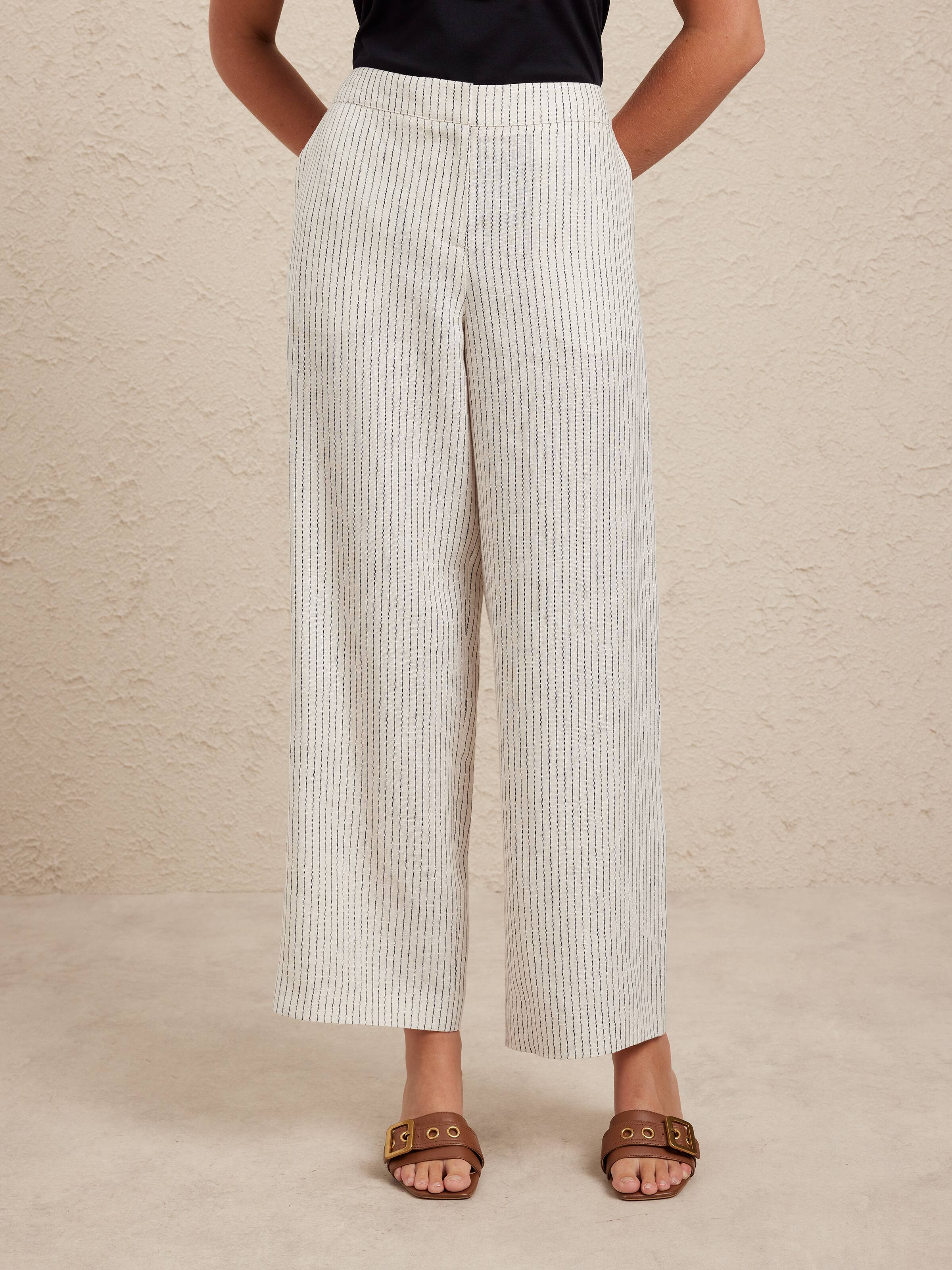 Pinstripe Linen Full Length Pant