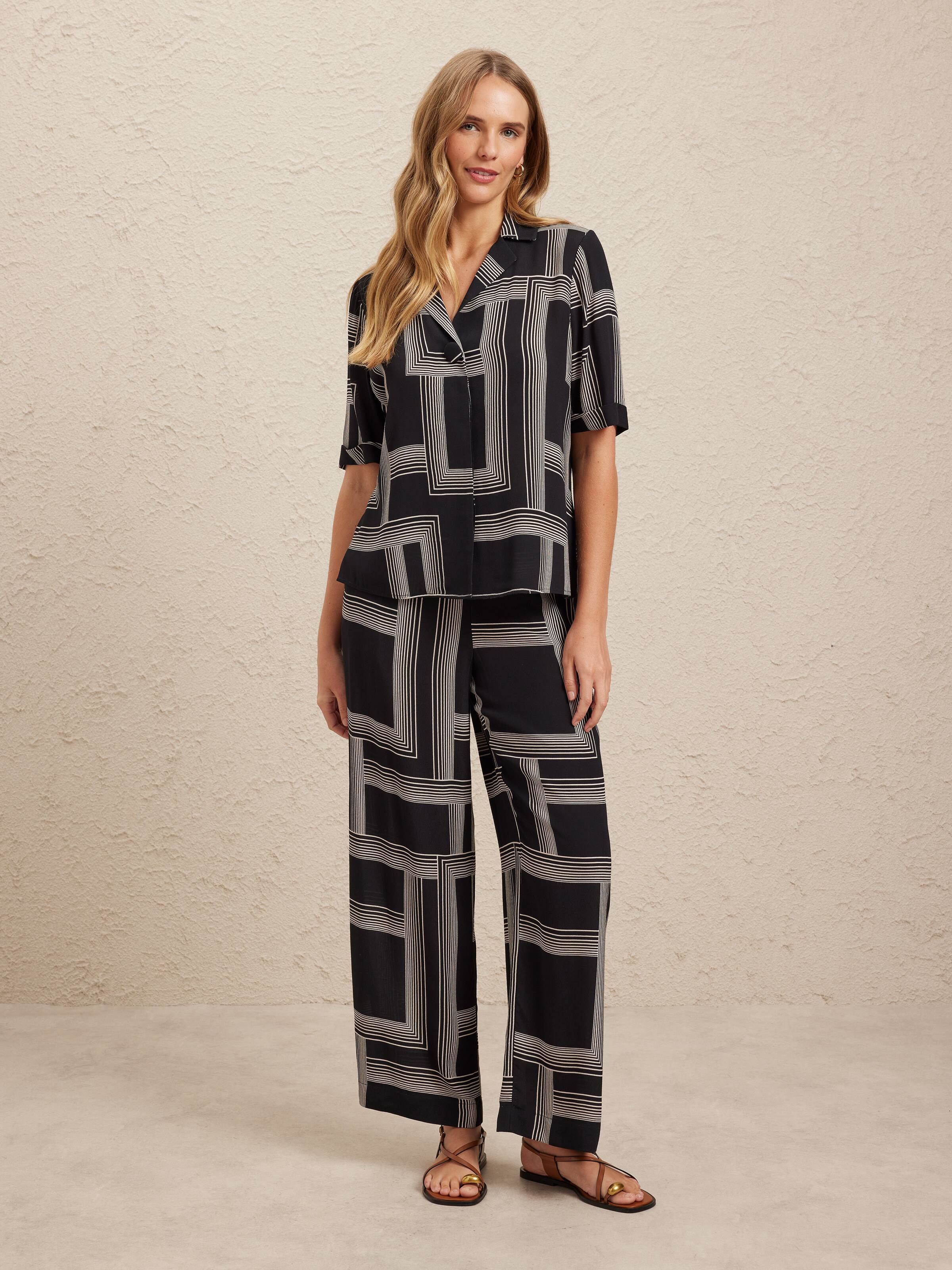 Viscose Crepe Print Full Length Pant