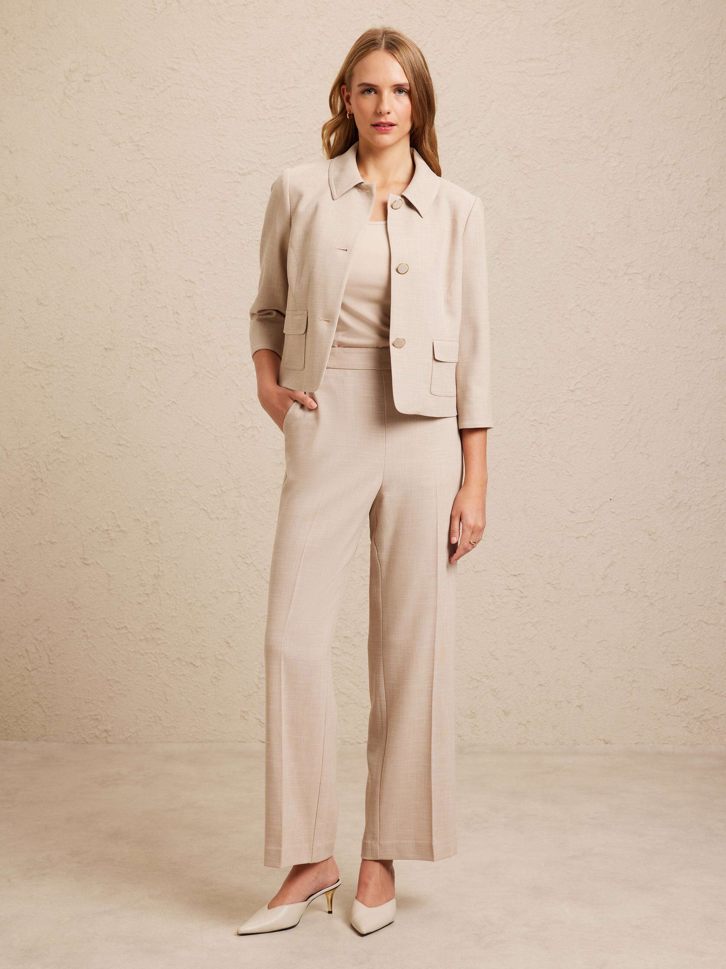 Viscose Blend Button Trim Pant