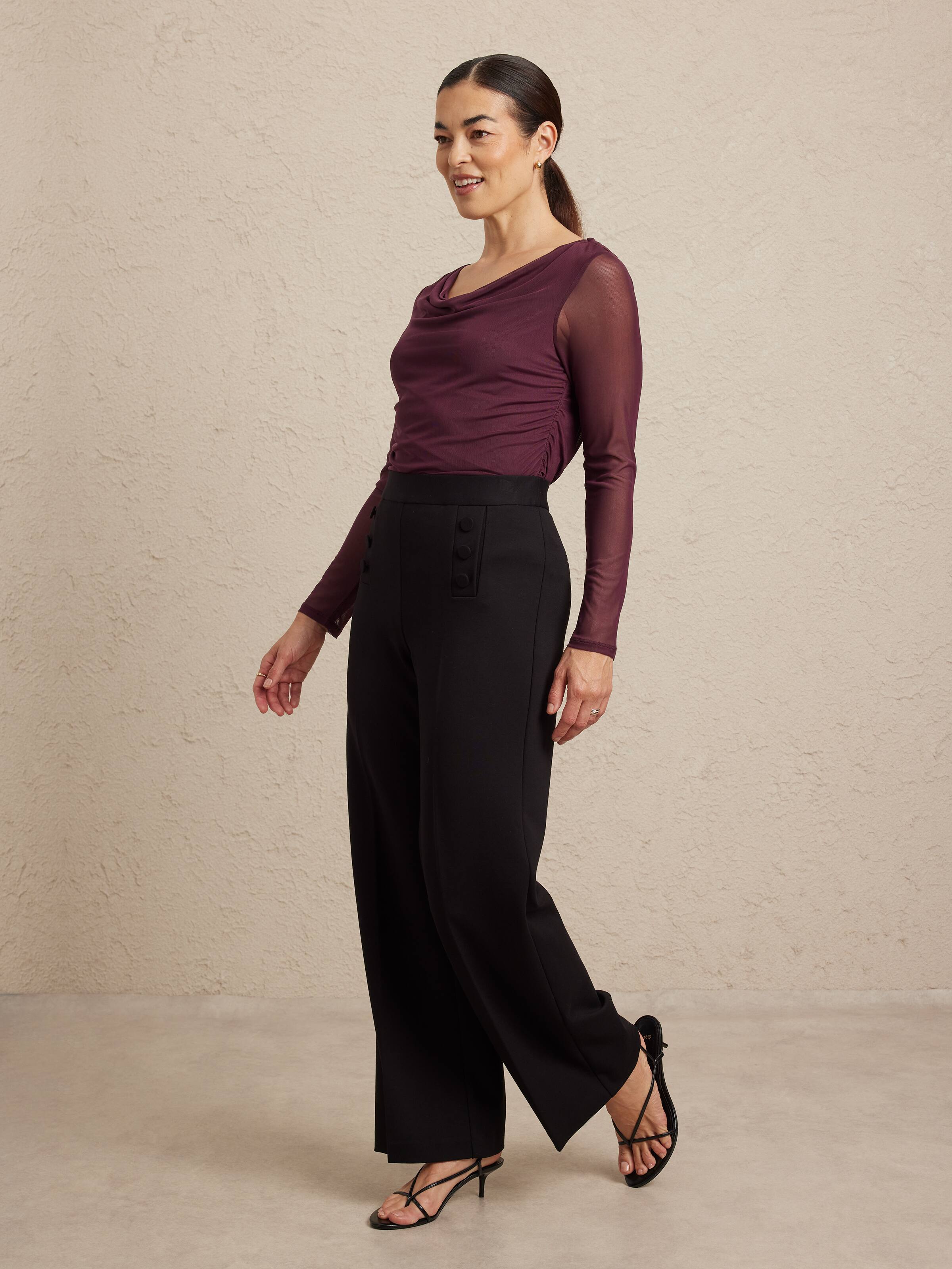 Monica Ponte Full Length Button Pant