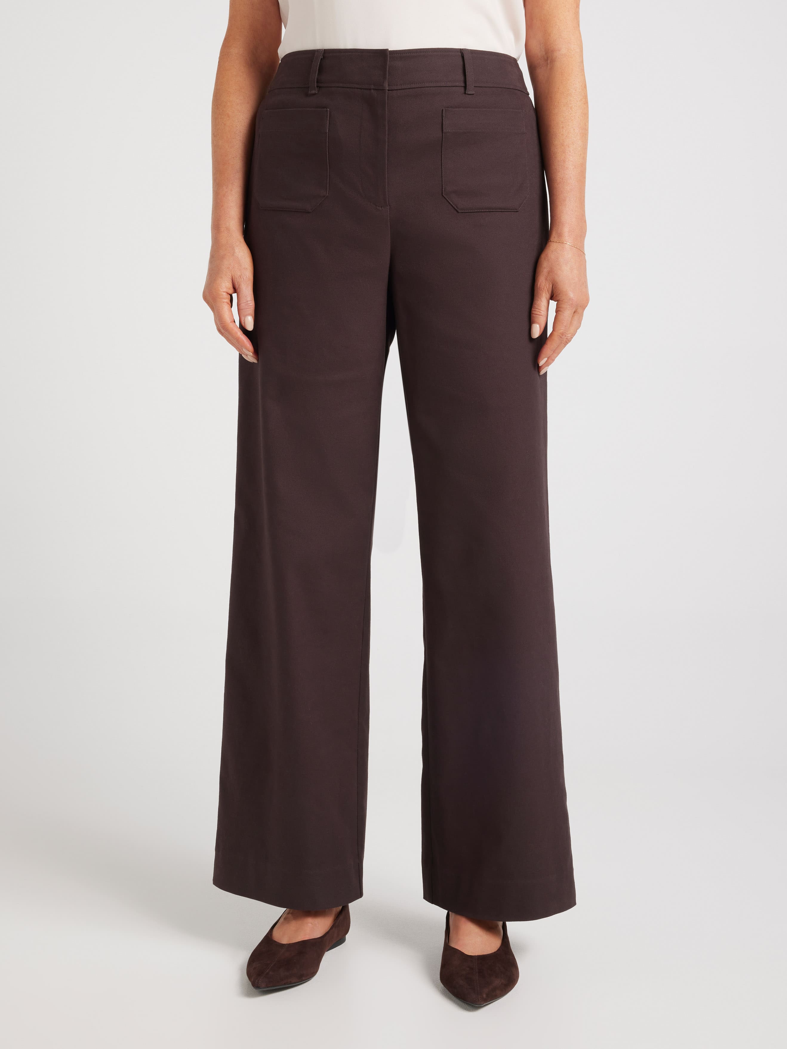 Willa Oxford Wide Leg Full Length Pant