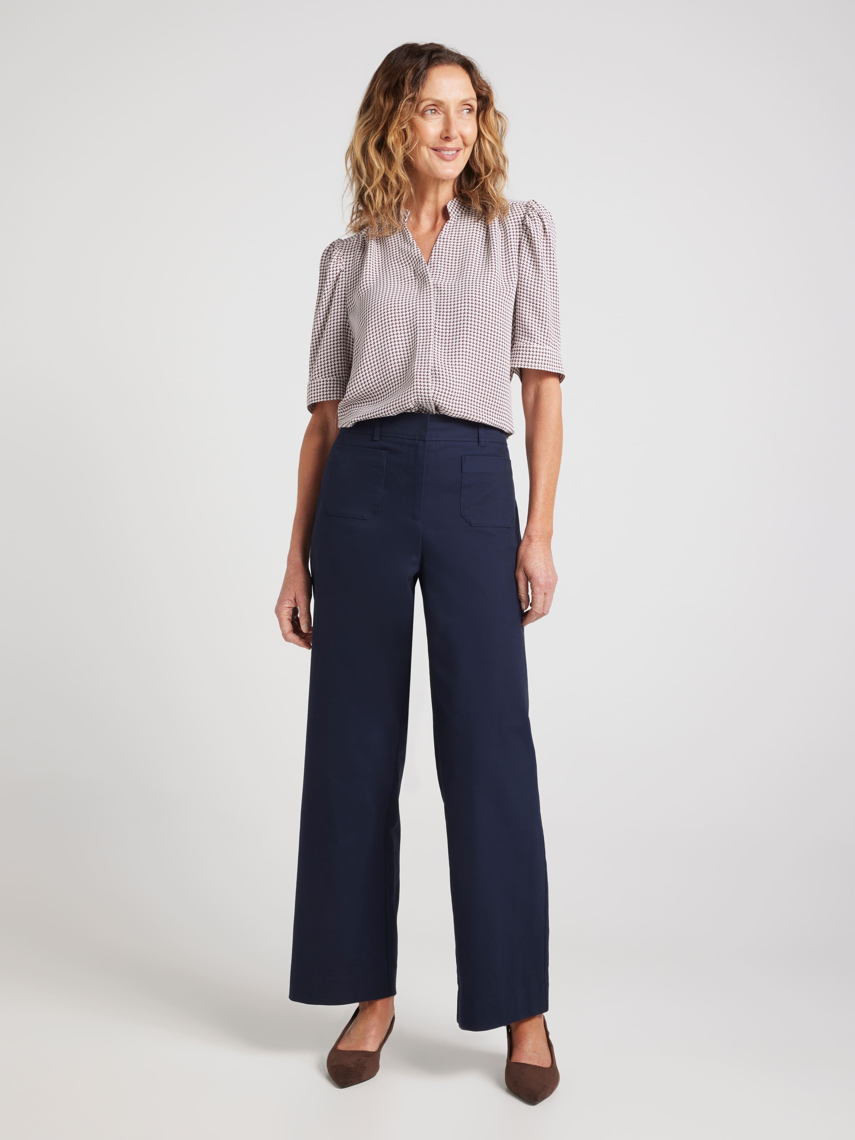 Willa Oxford Wide Leg Full Length Pant