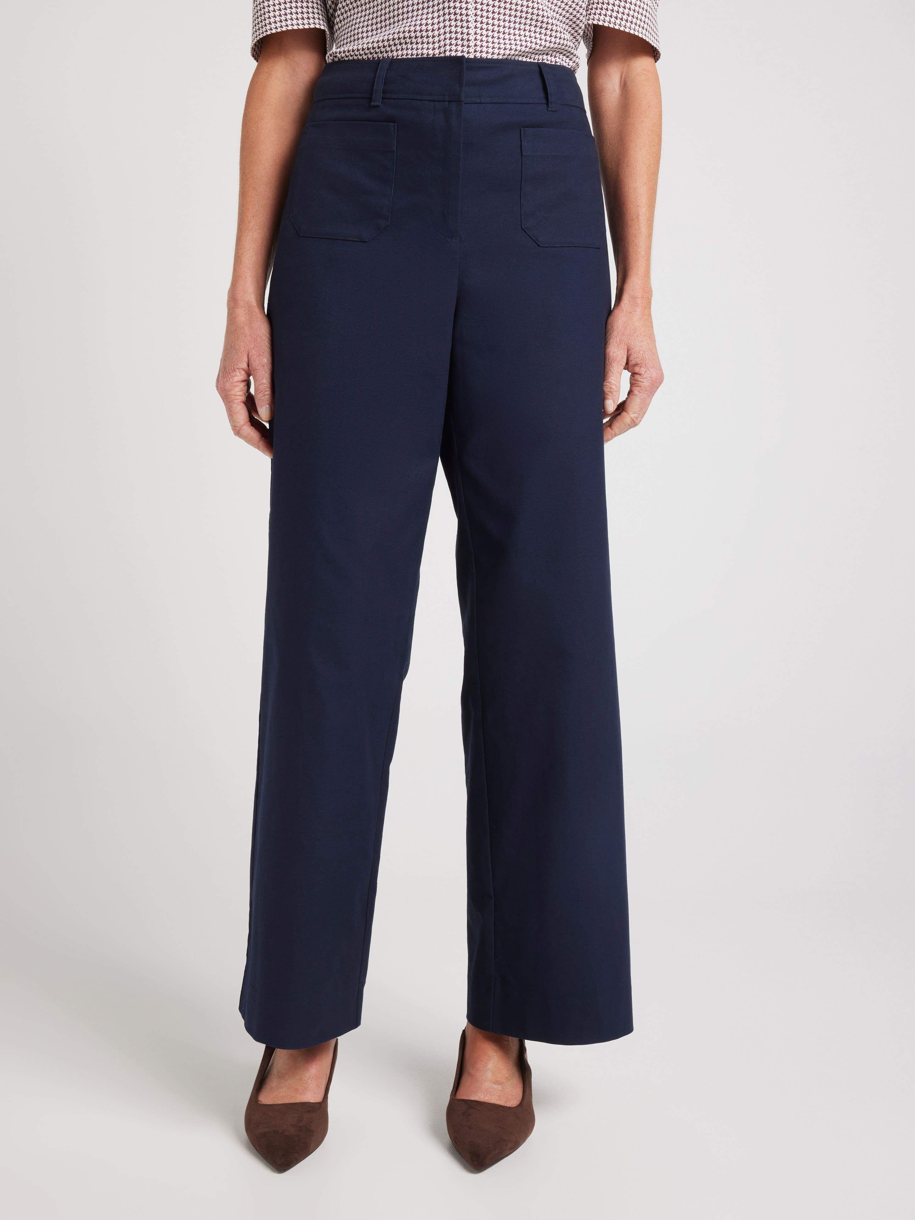 Willa Oxford Wide Leg Full Length Pant