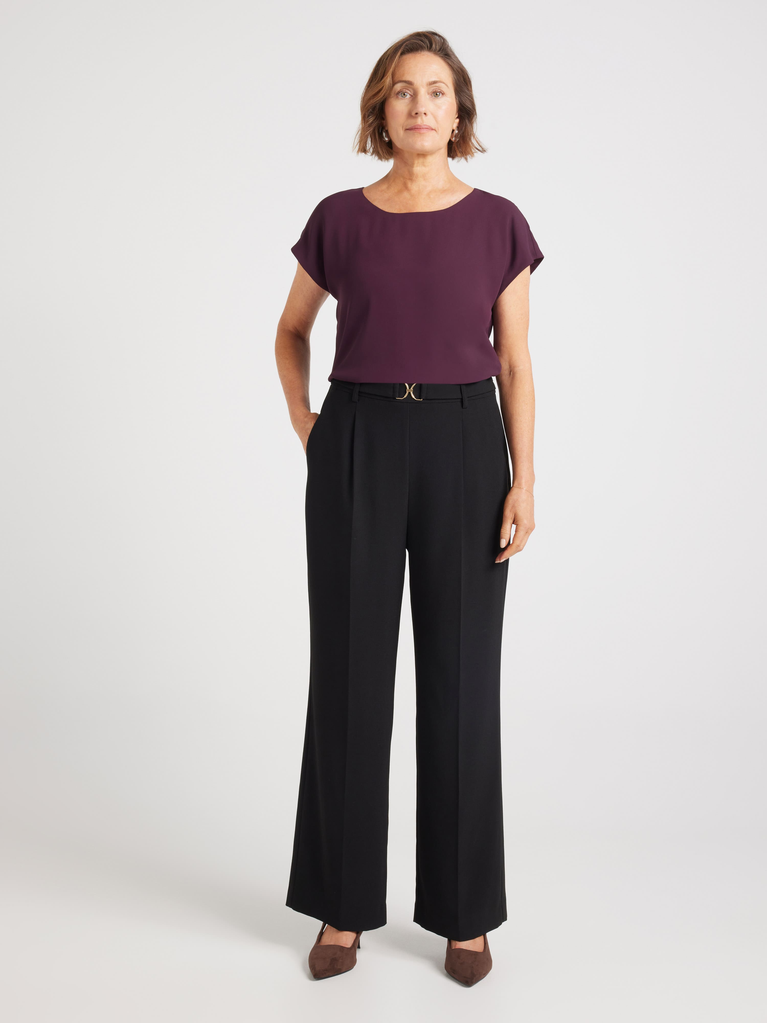 Jessie Crepe Pleat Full Length Pant