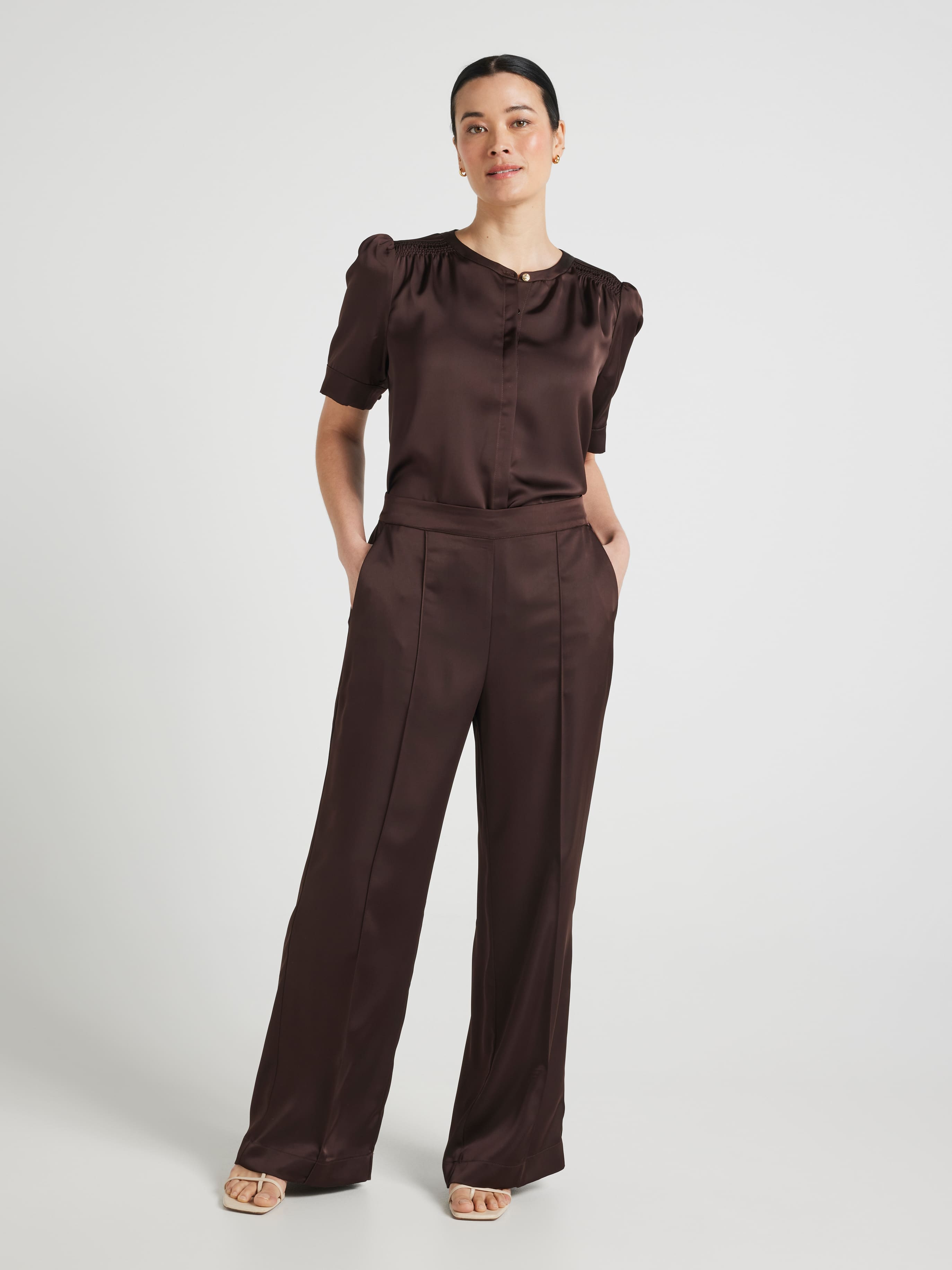 Jeanie Satin Pintuck Pant