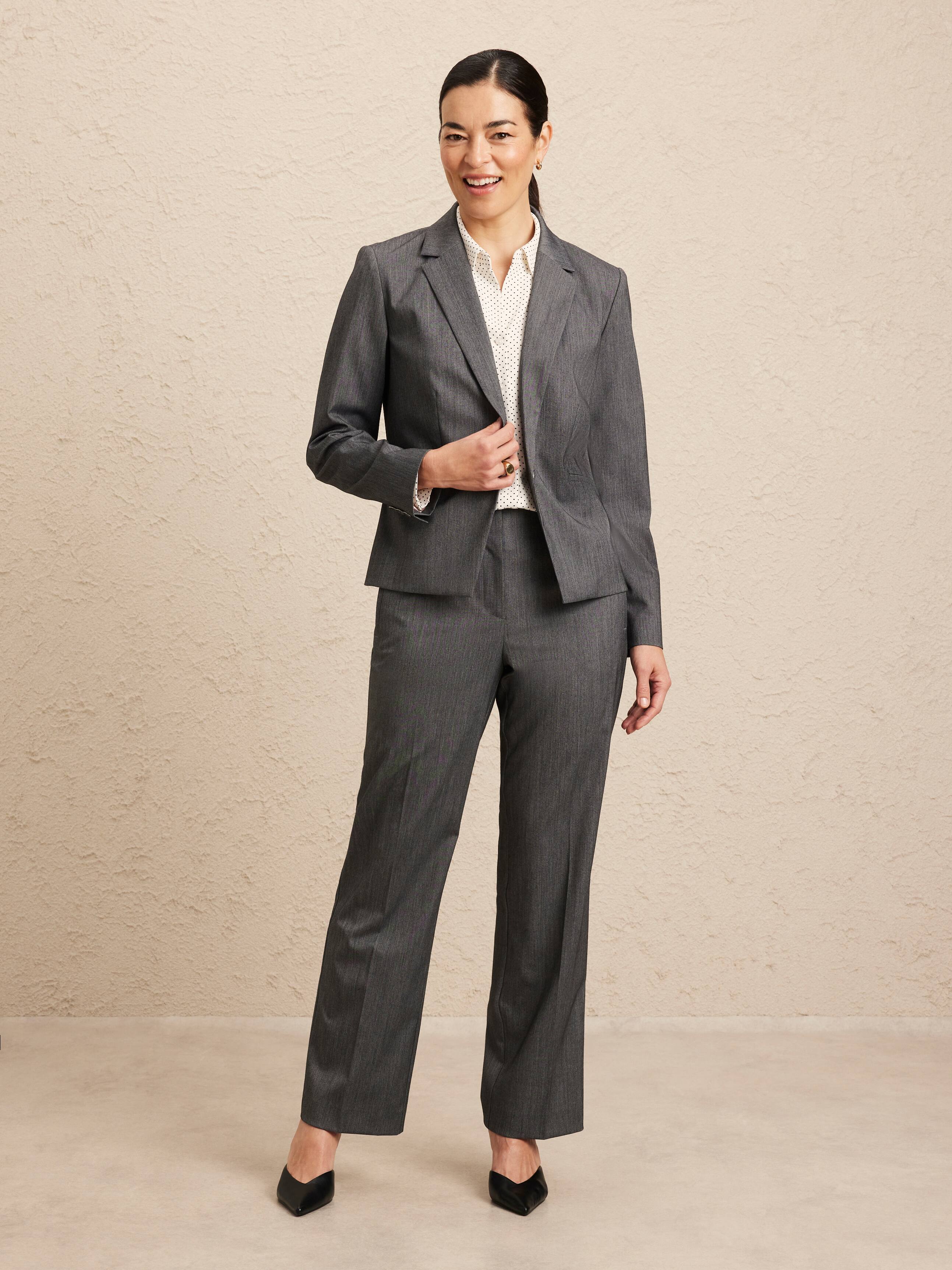 Jenny Charcoal Texture Straight Pant