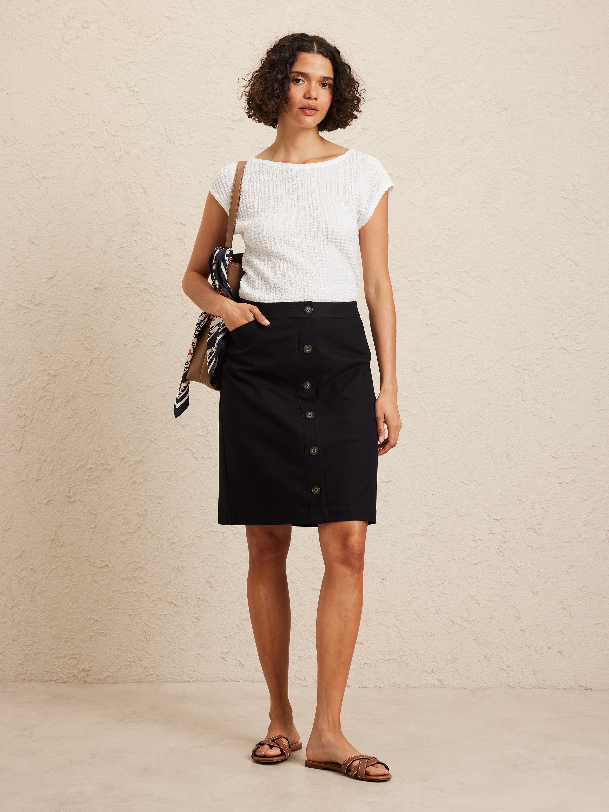 Oxford Button Through Skirt