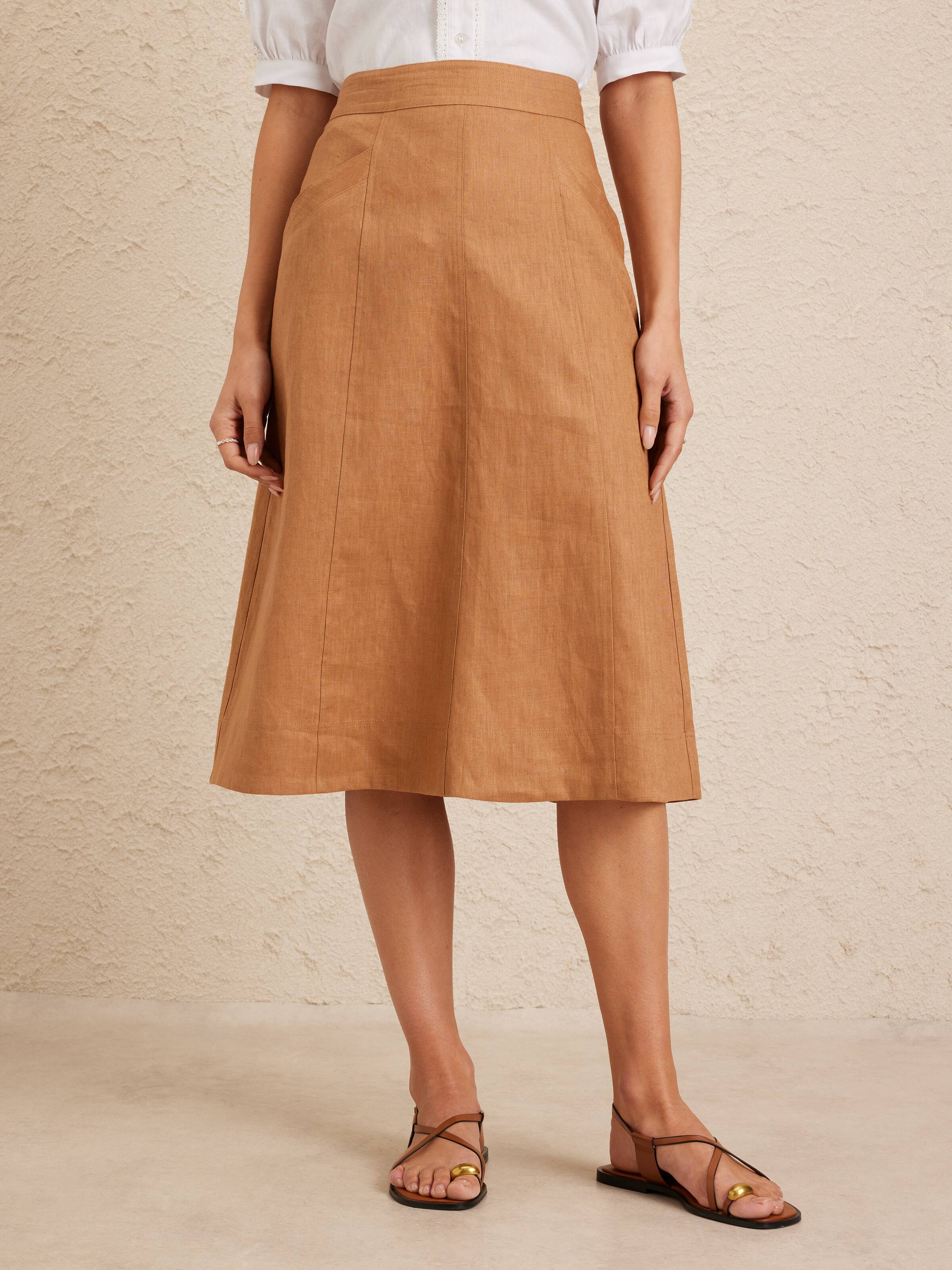 Linen Top Stitch Full Skirt