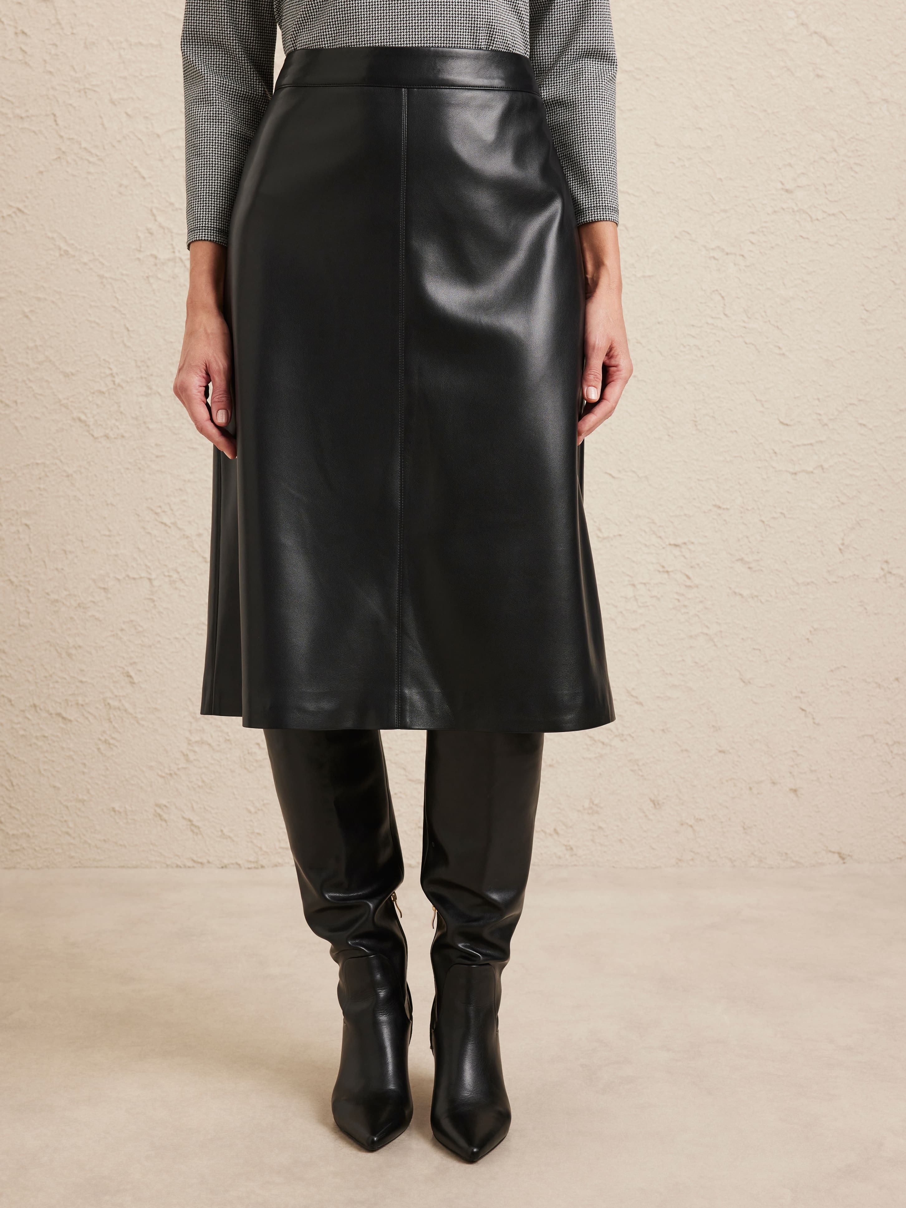 Faux Leather Midi Skirt
