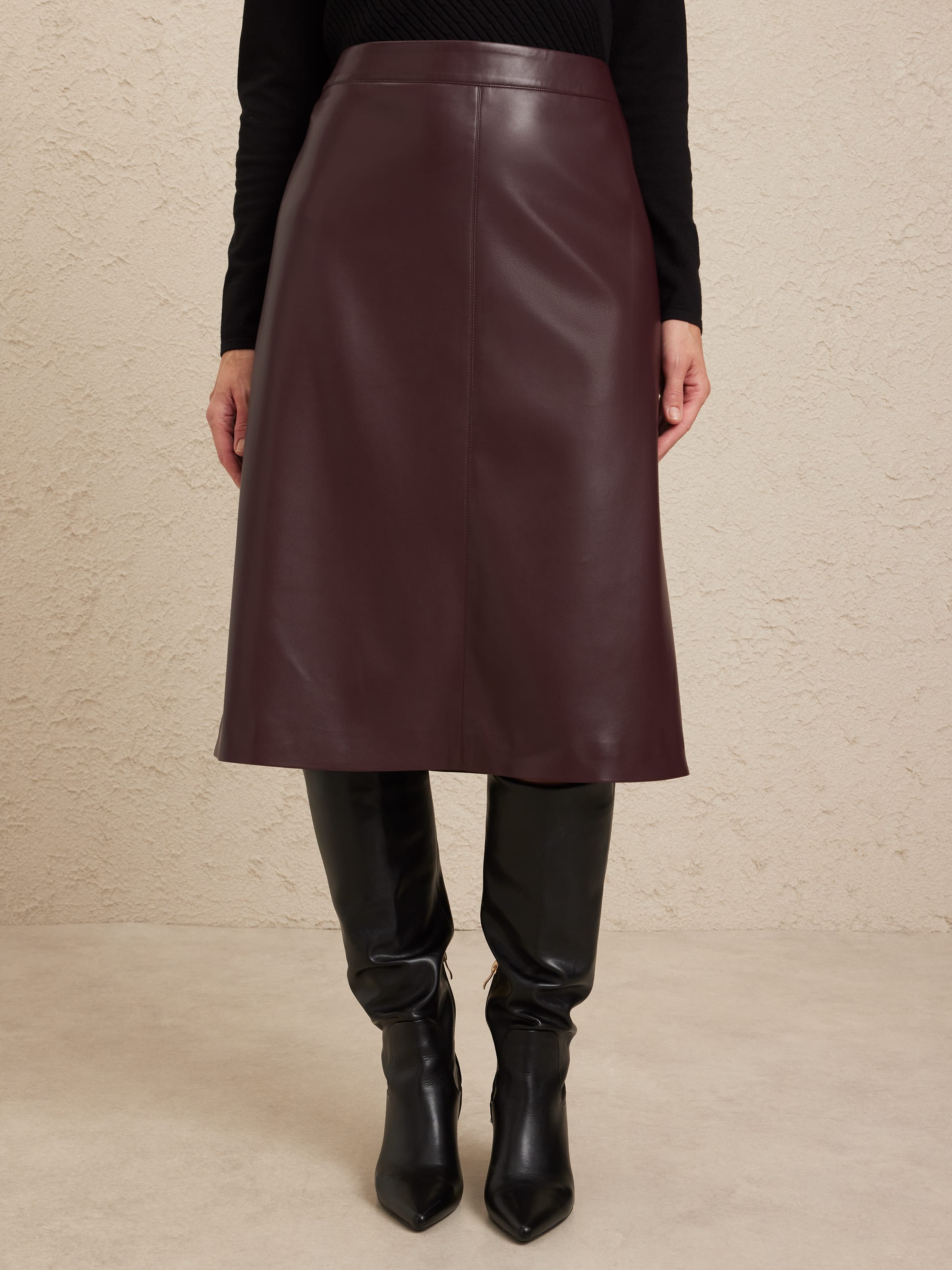 Faux Leather Midi Skirt