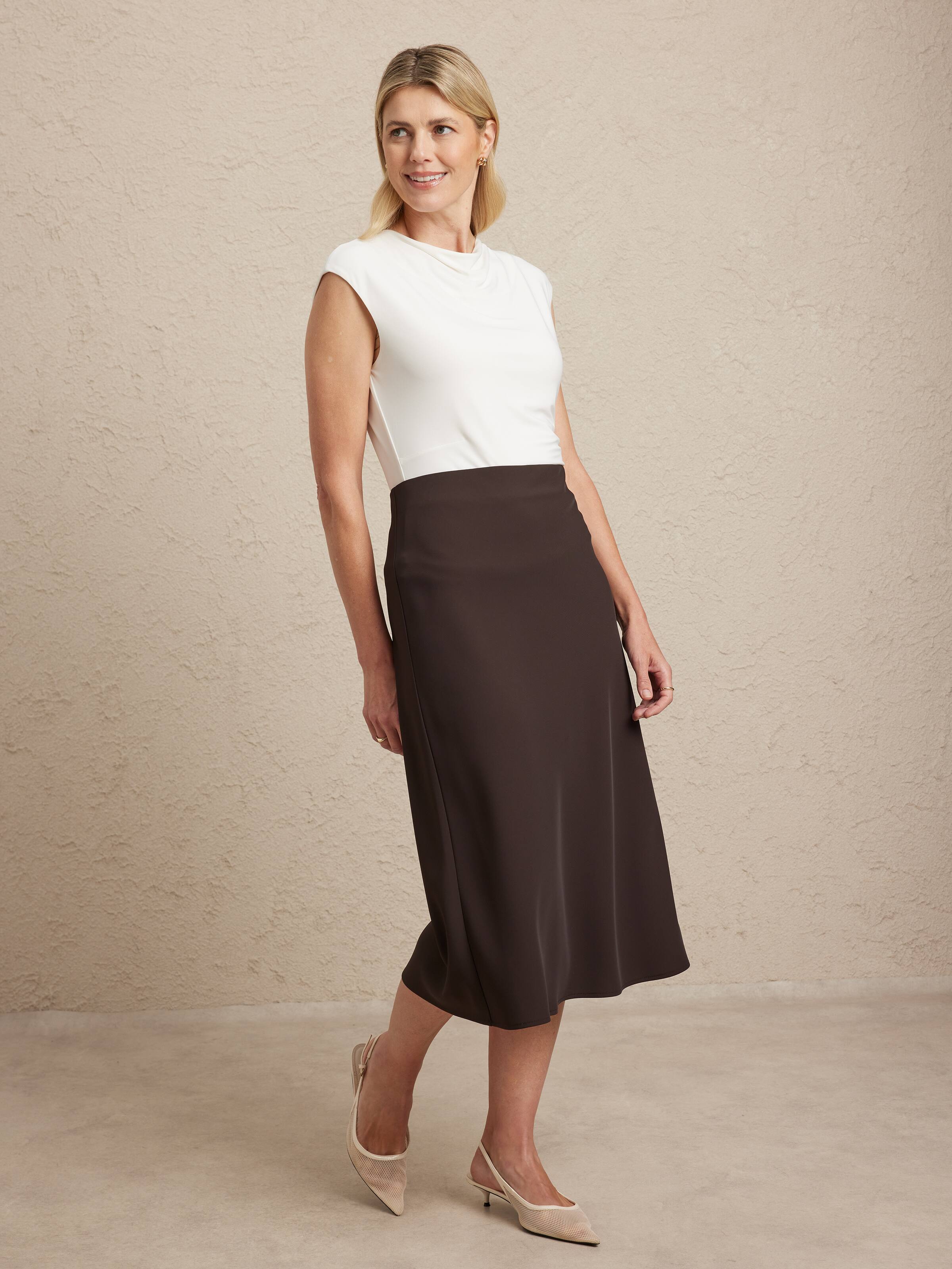 Helena Bias Cut Crepe Skirt